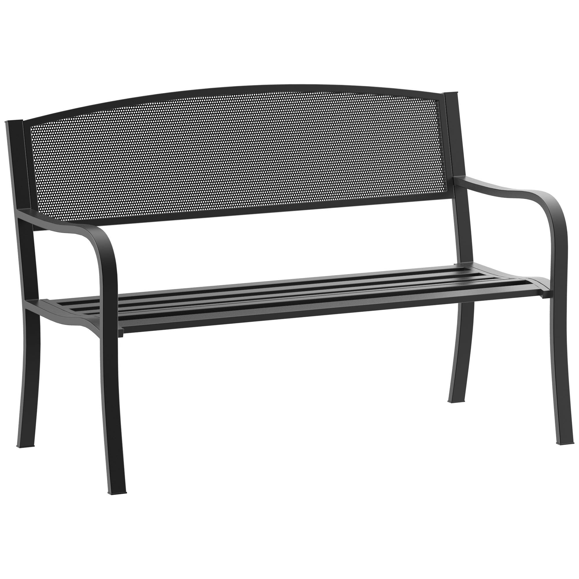 Banco de Jardim de 2 Lugares Preto 127x60x87 cm