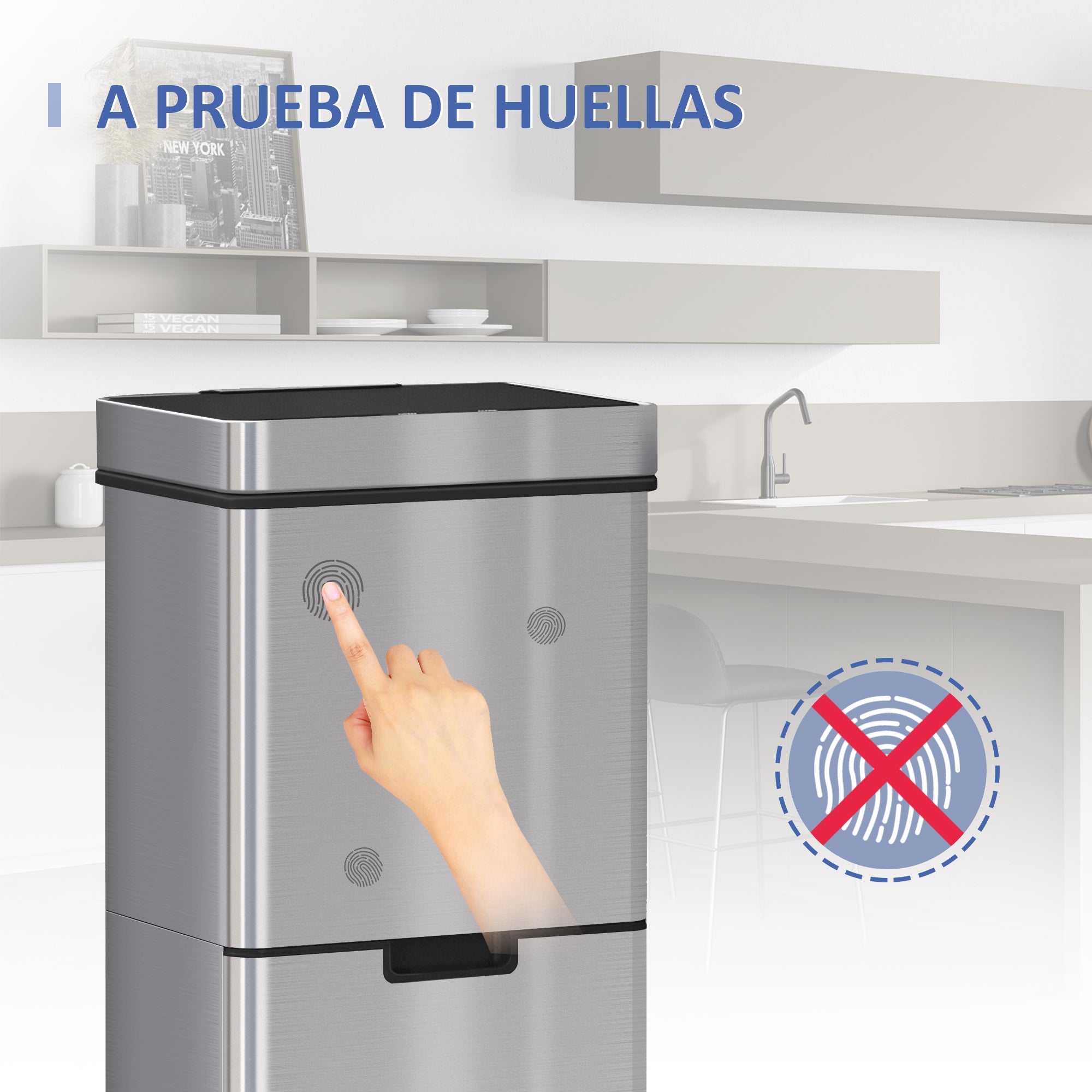 Balde de Lixo Automático 72L Prata 42x30x81 cm