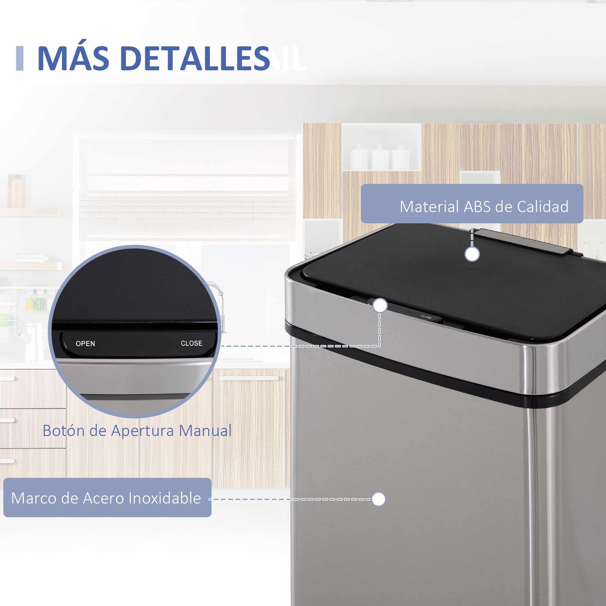 Balde de Lixo Automático 72L Prata 42x30x81 cm
