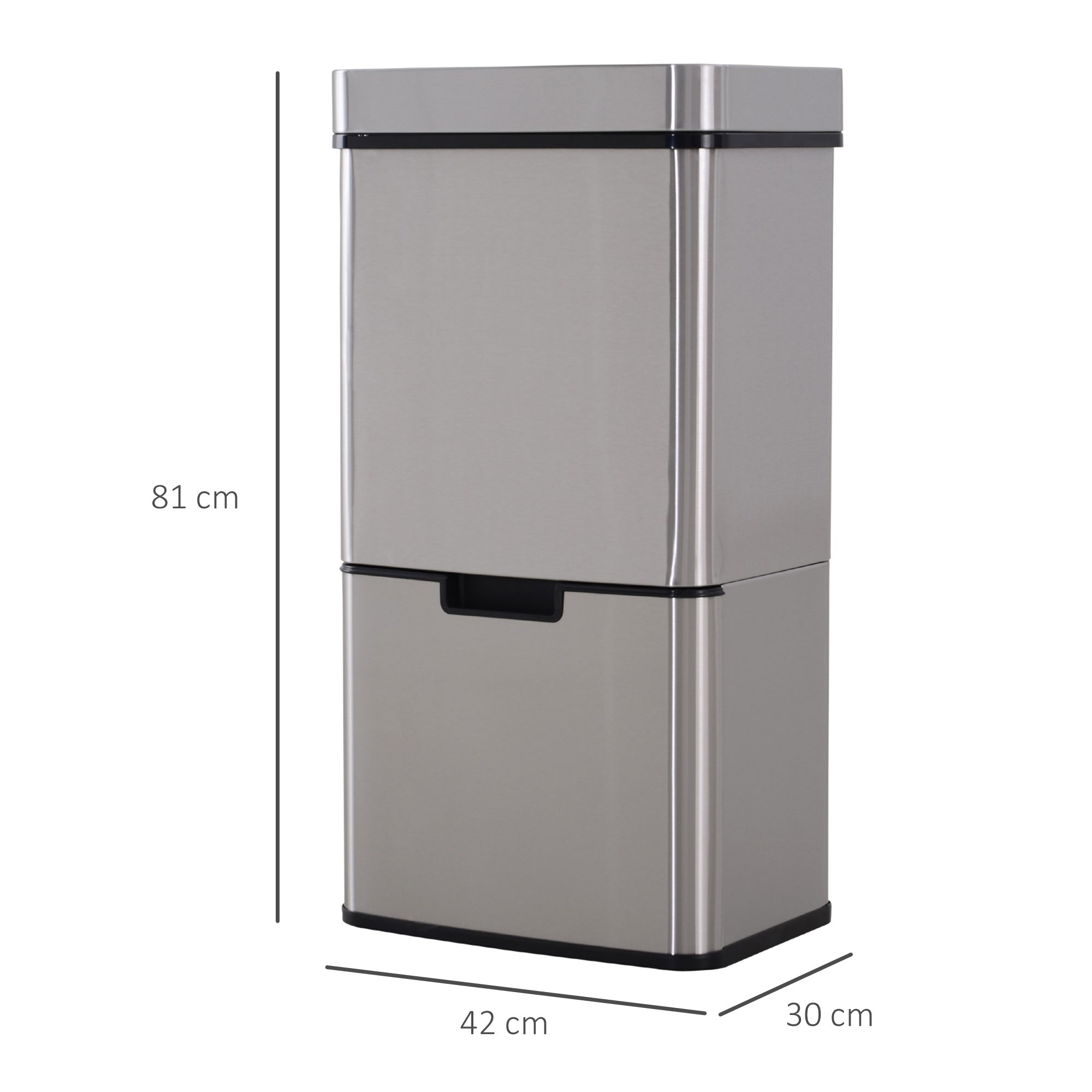 Balde de Lixo Automático 72L Prata 42x30x81 cm