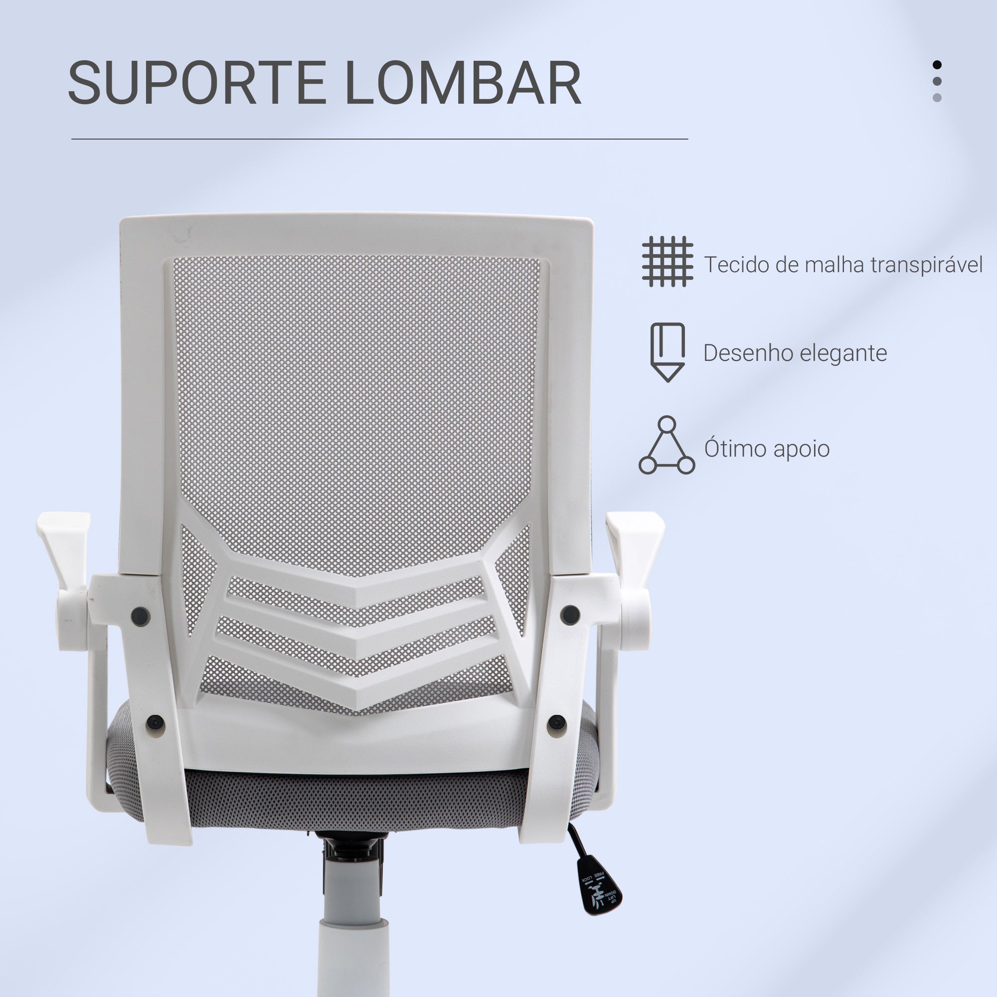 Cadeira de Escritório Ergonômica Cinza 62,5x55x104cm