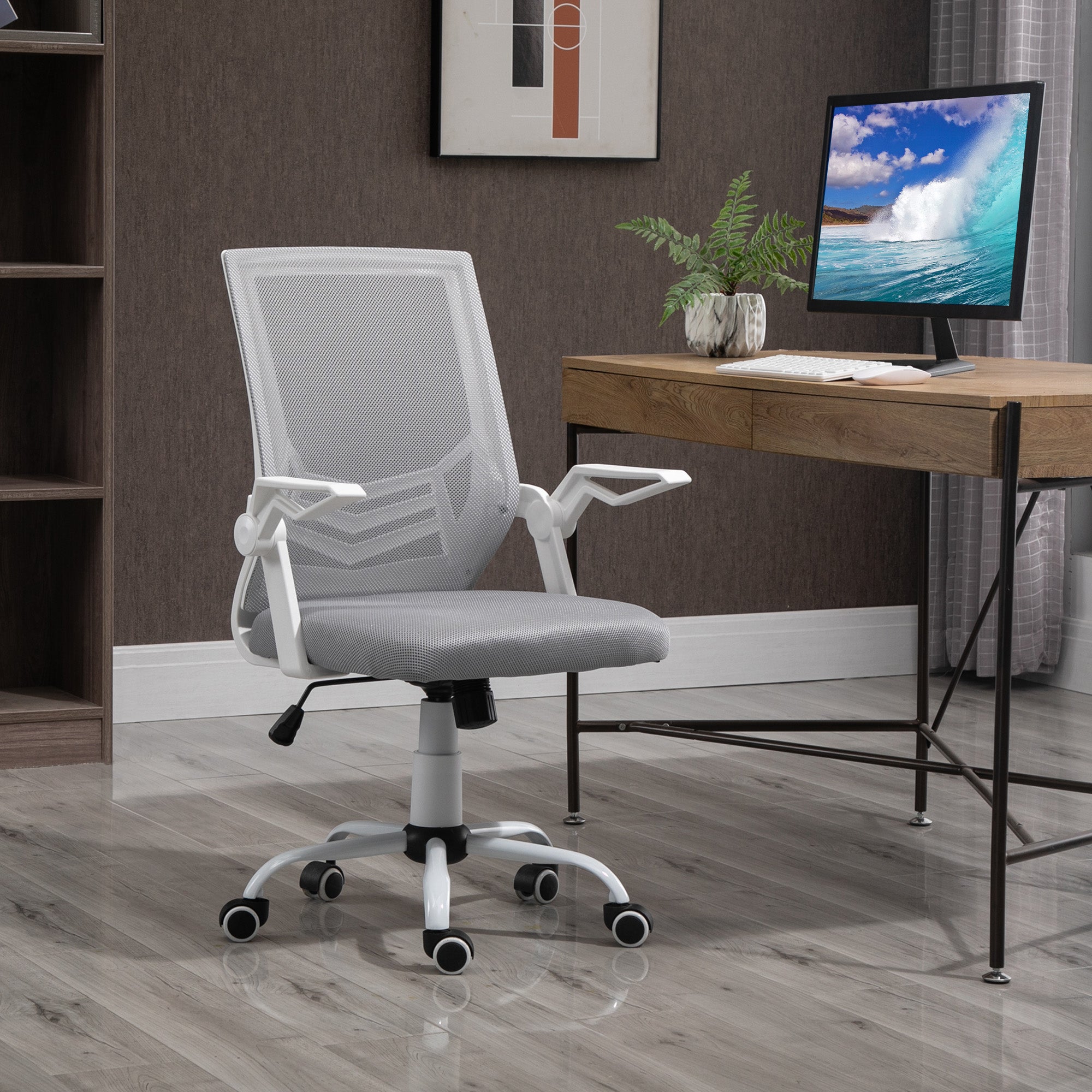 Cadeira de Escritório Ergonômica Cinza 62,5x55x104cm