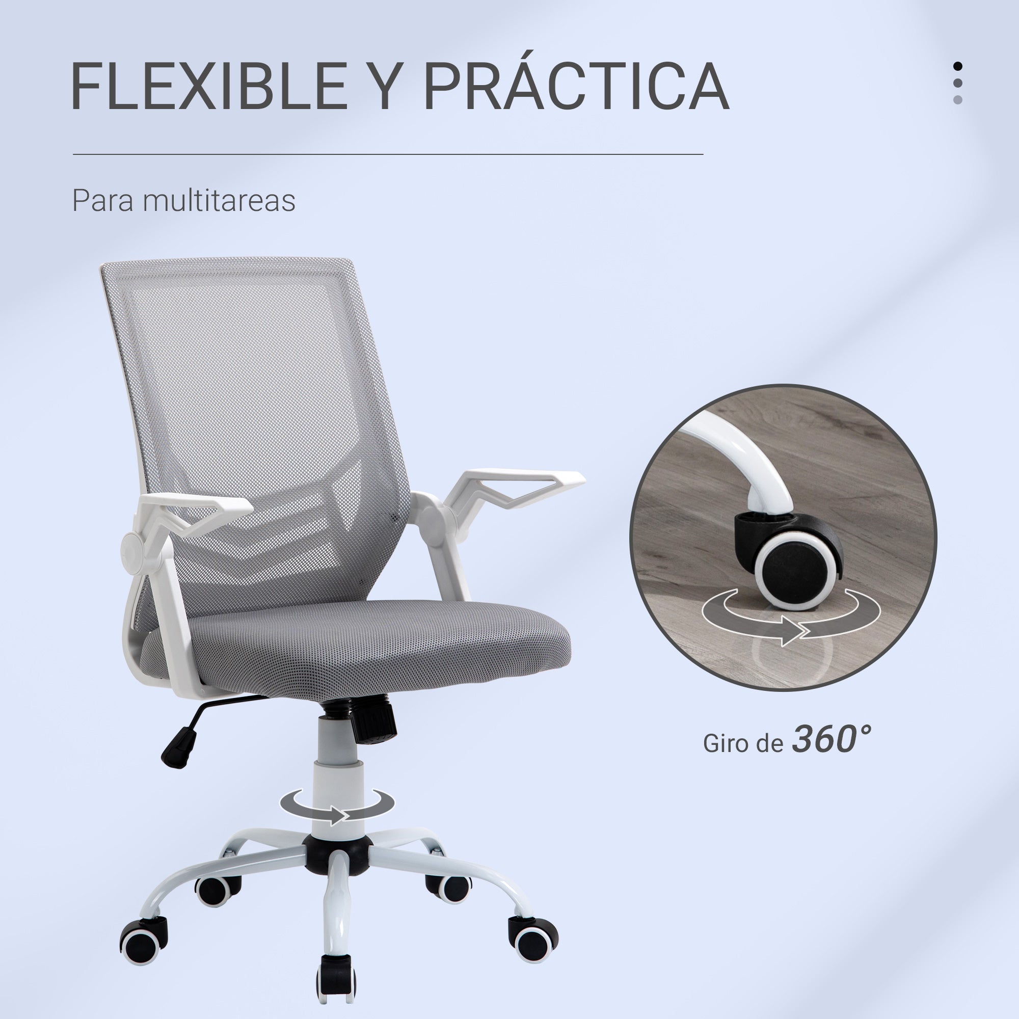 Cadeira de Escritório Ergonômica Cinza 62,5x55x104cm