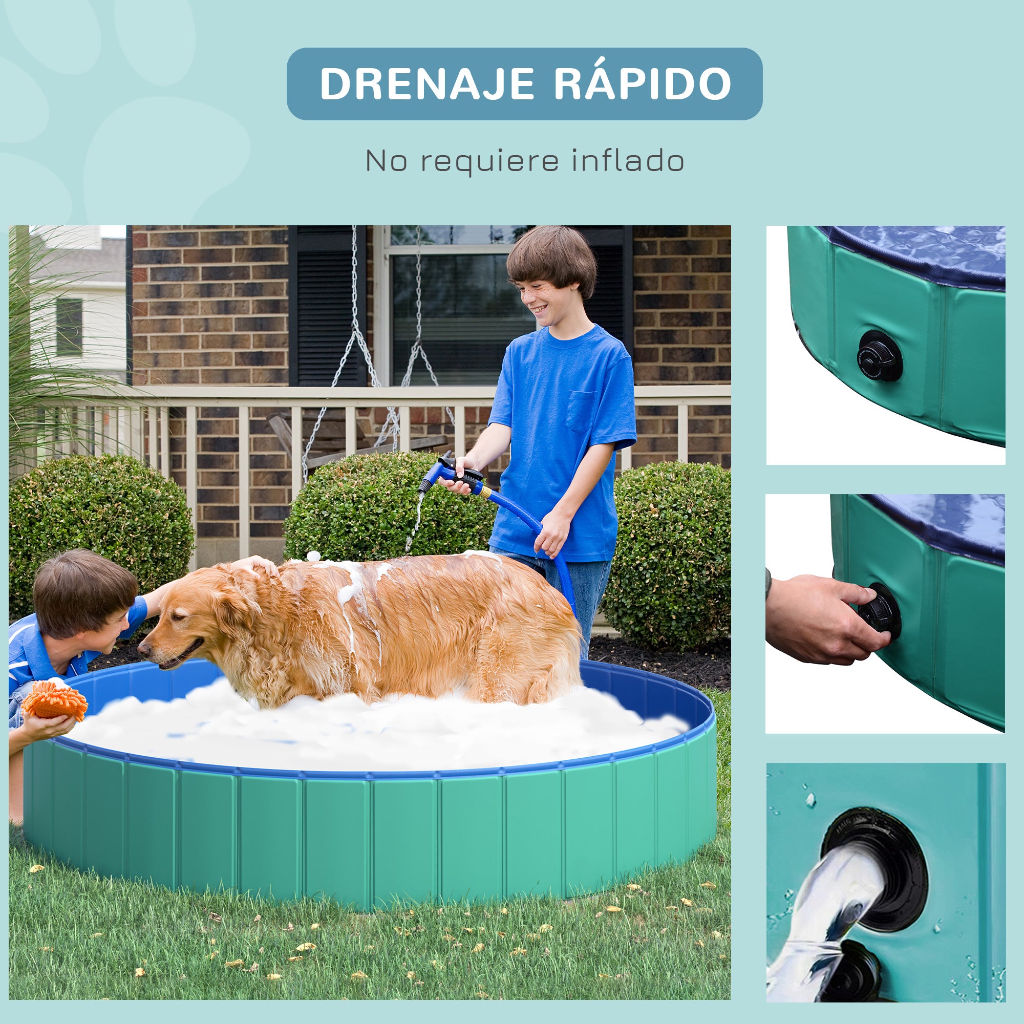 Piscina Dobrável para Cães PVC Azul Ø160x30cm
