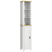 Coluna Casa de Banho Móvel Auxiliar 34x23x165 cm Branco e Madeira