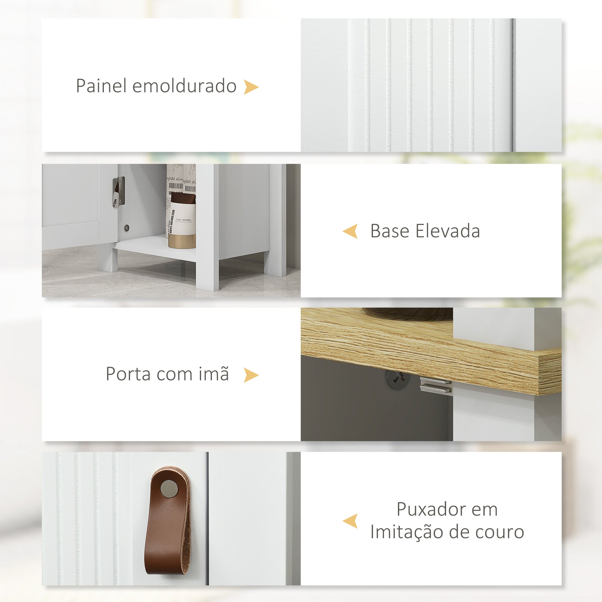 Coluna Casa de Banho Móvel Auxiliar 34x23x165 cm Branco e Madeira