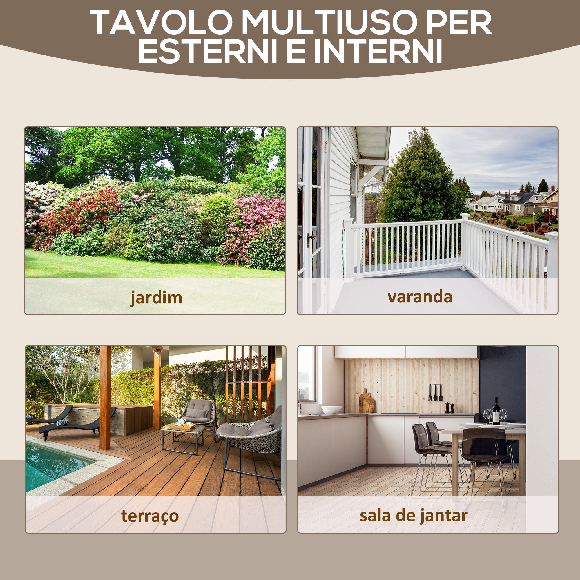 Mesa de Jardim em Madeira 110x60x65 cm - Cor Madeira Carbonizada