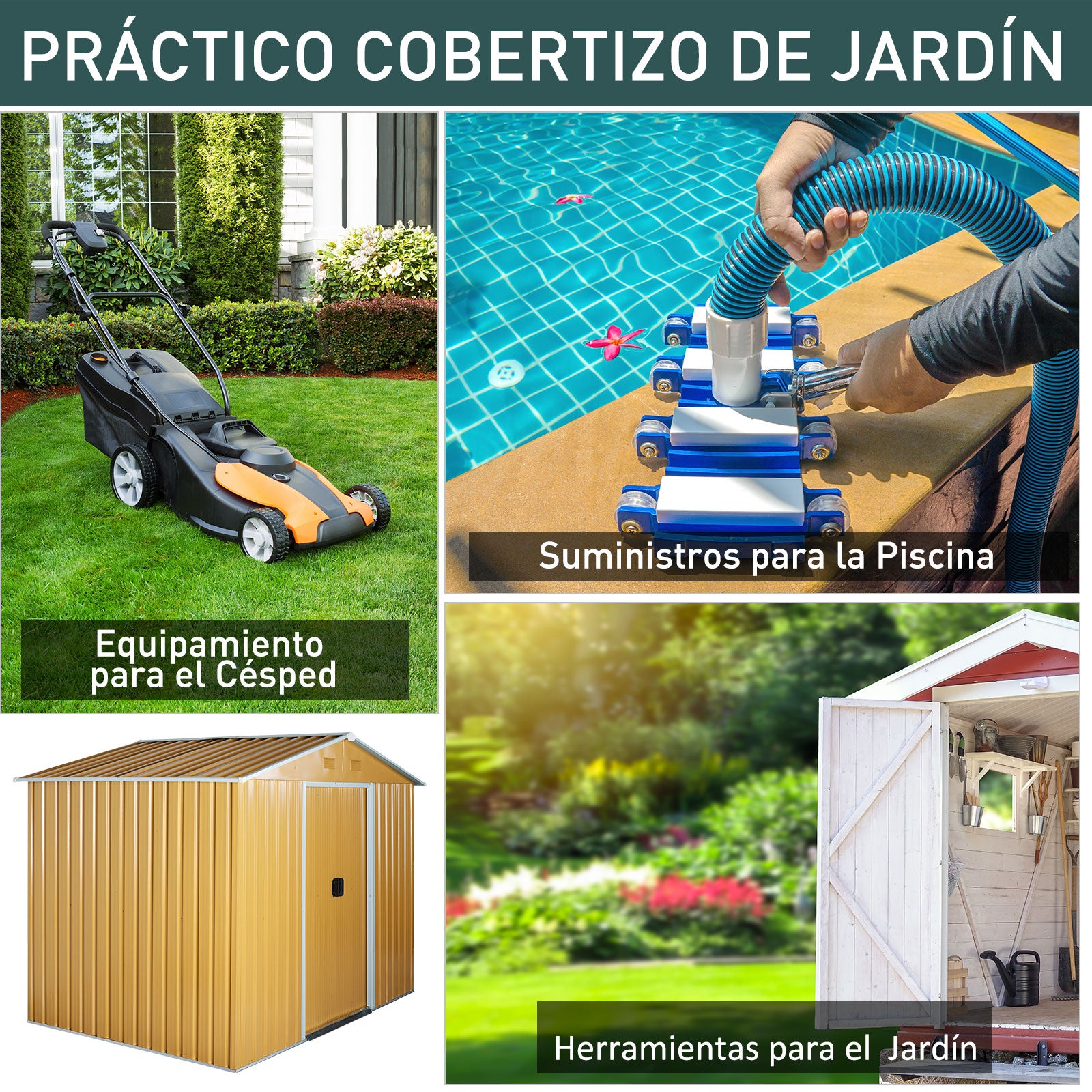 Abrigo de Jardim Ocre 236x174x190 cm - Armazenamento de Ferramentas com Ventilação