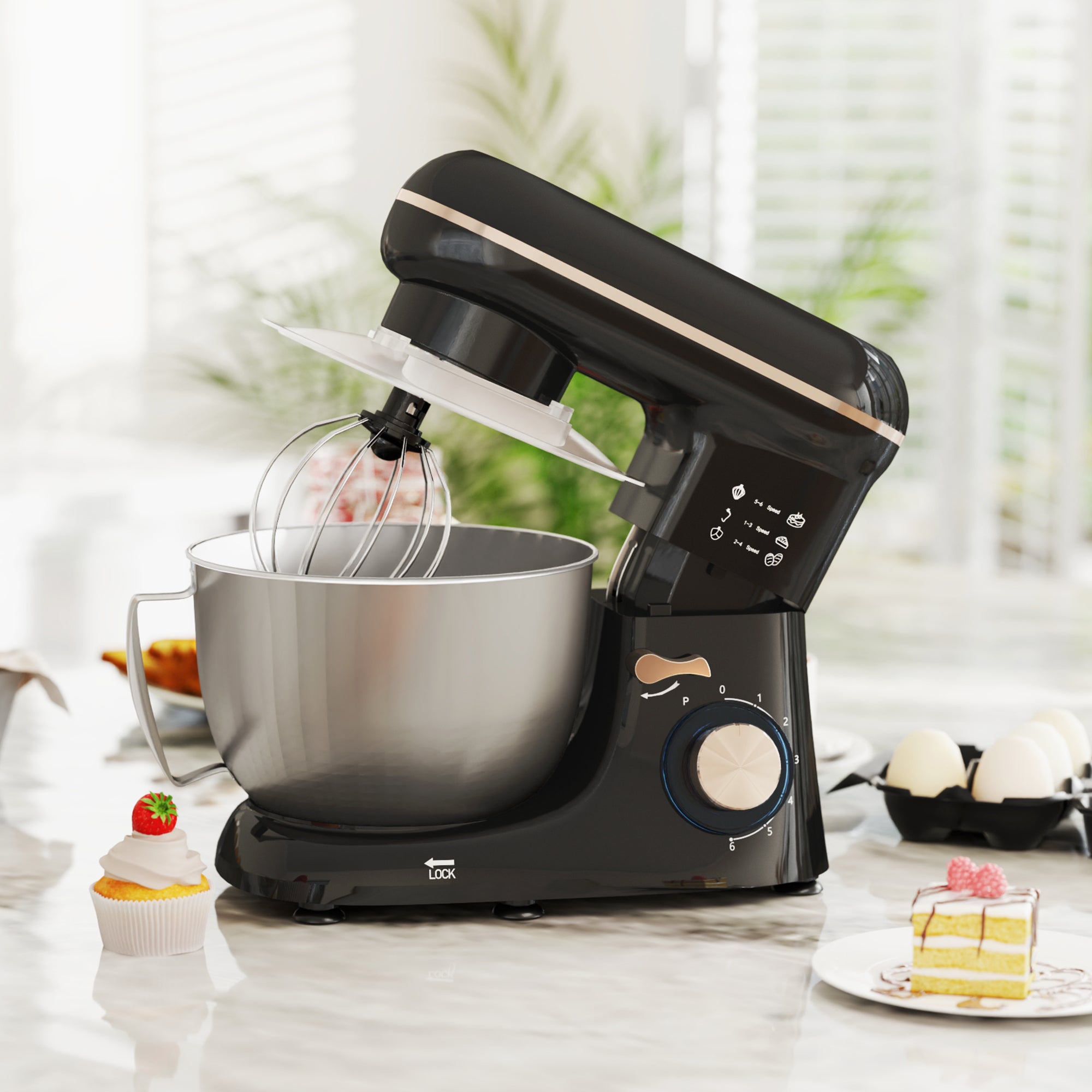 Batedeira – 4,5L – Preto – Aço inoxidável, plástico e alumínio