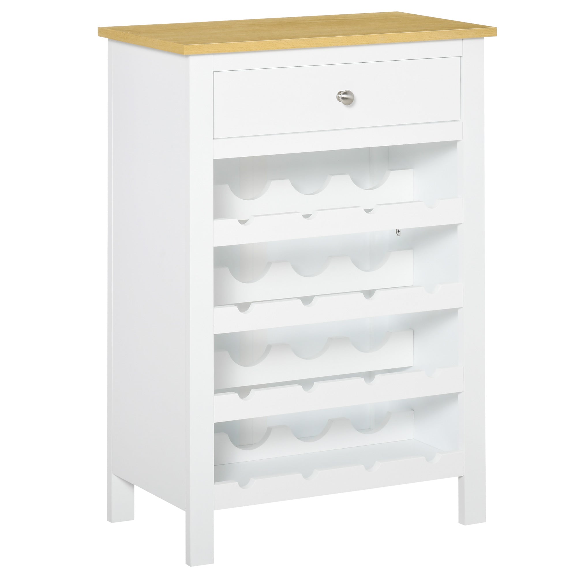 Aparador de Cozinha Moderno 55x30x80cm Branco e Madeira