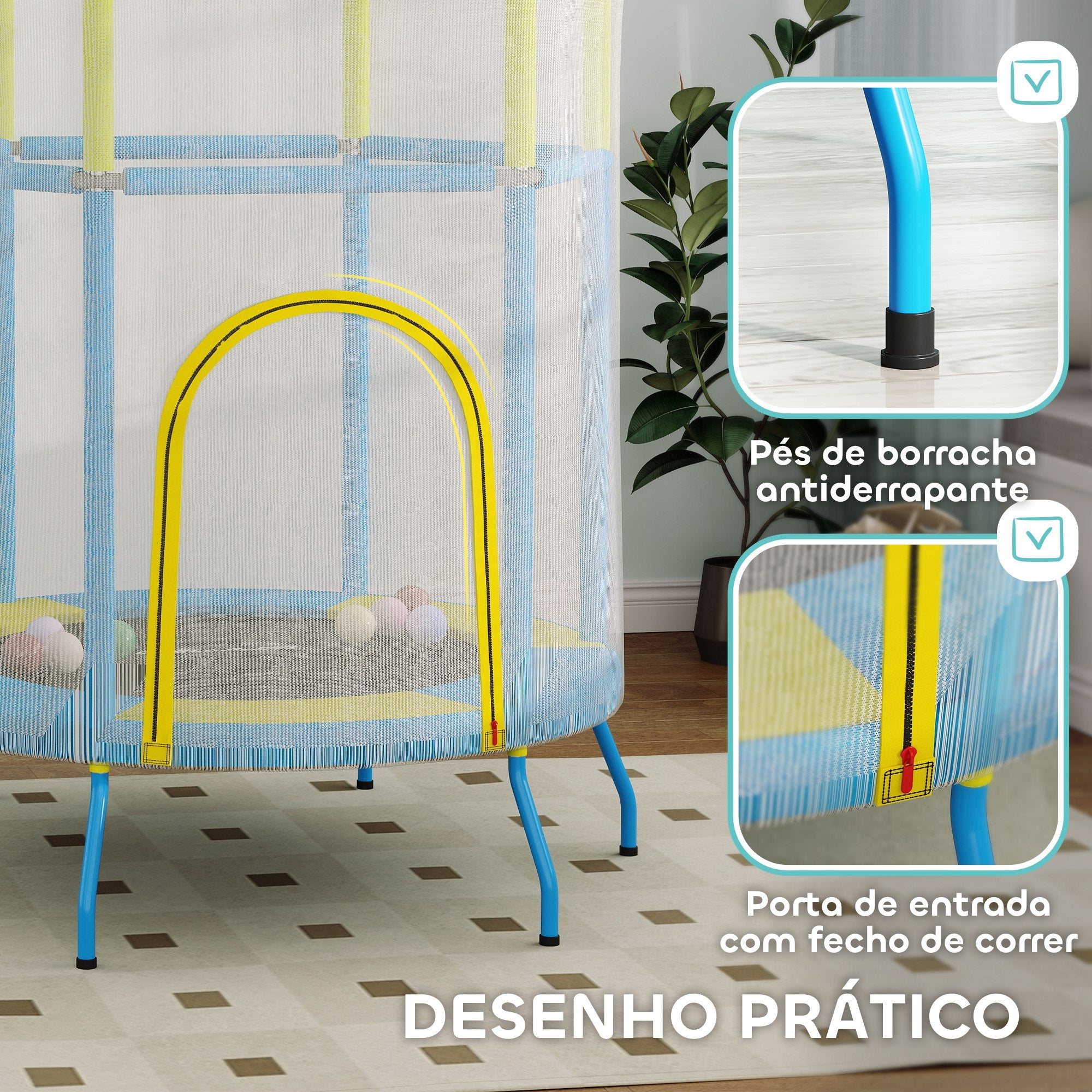 Trampolim Infantil Multicor Ø140x190 cm para Crianças de 3-6 Anos