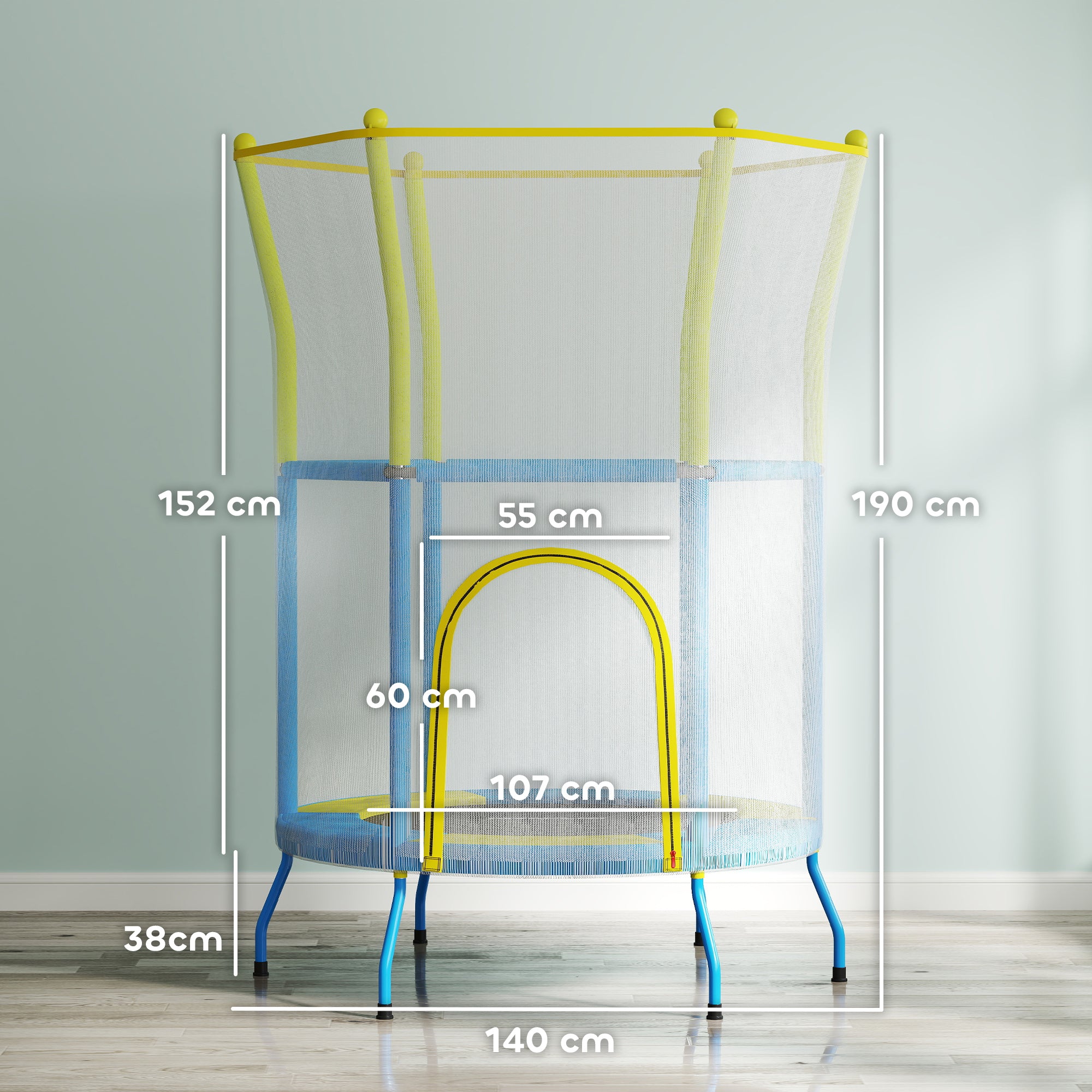 Trampolim Infantil Multicor Ø140x190 cm para Crianças de 3-6 Anos