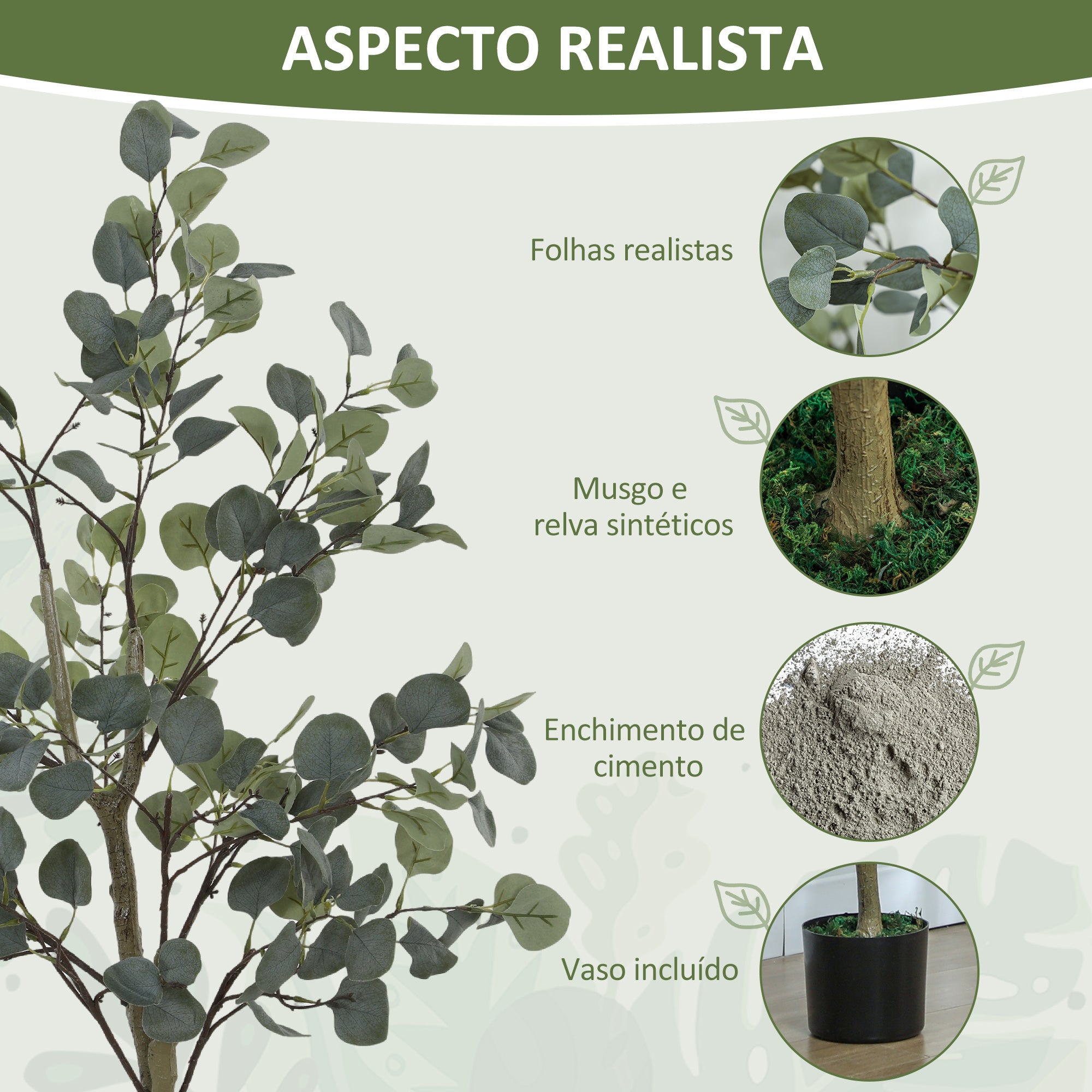 Planta Artificial de Eucalipto 120 cm Verde