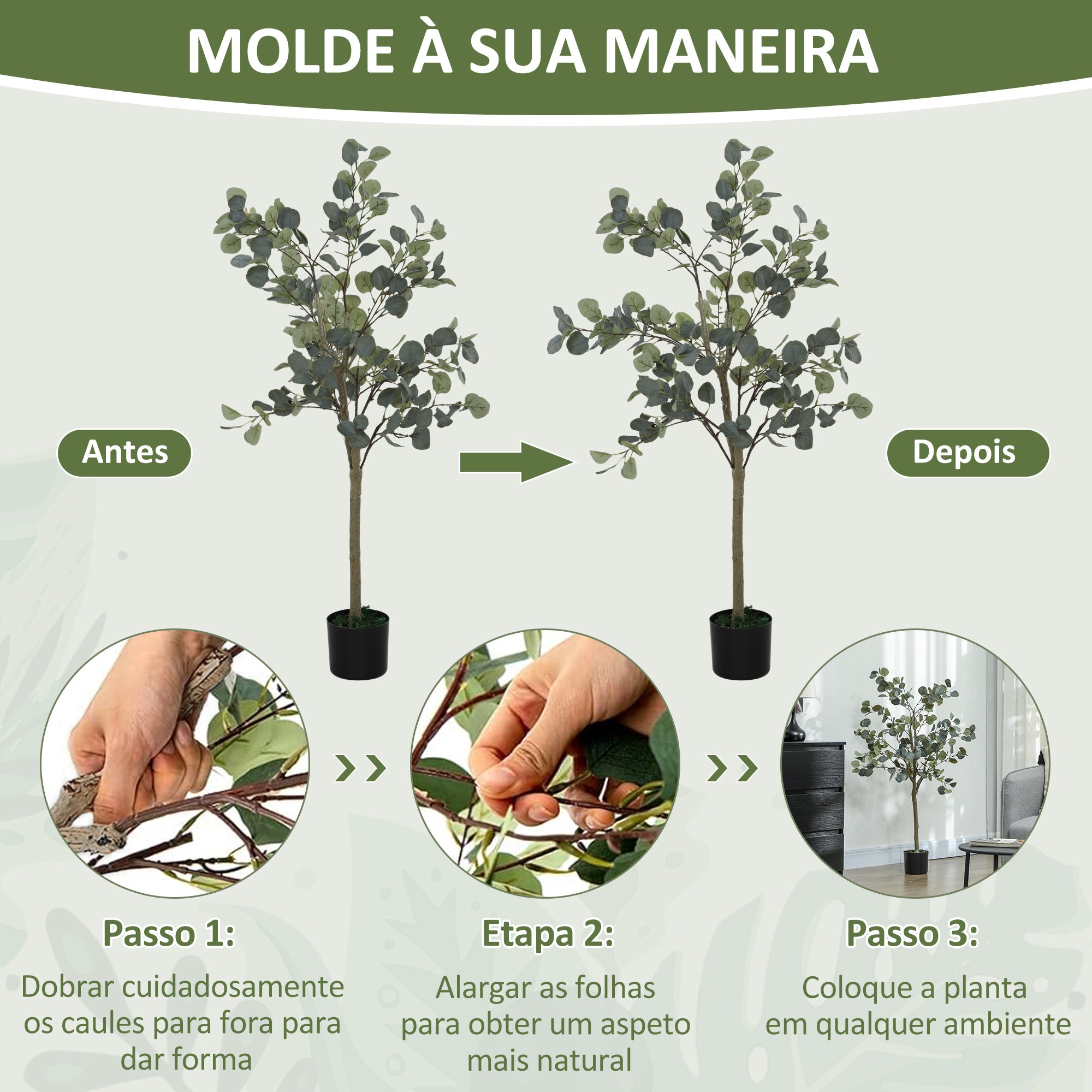 Planta Artificial de Eucalipto 120 cm Verde