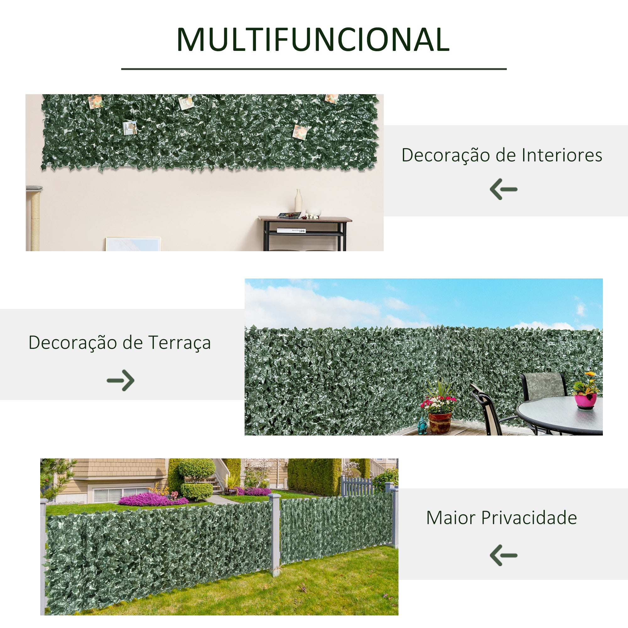 Vedação Artificial em Rolo 240x100 cm - Cor Verde