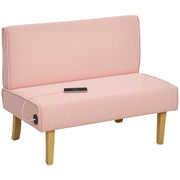 Sofá de 2 Lugares em Veludo Cotelê Rosa 110x62x85 cm