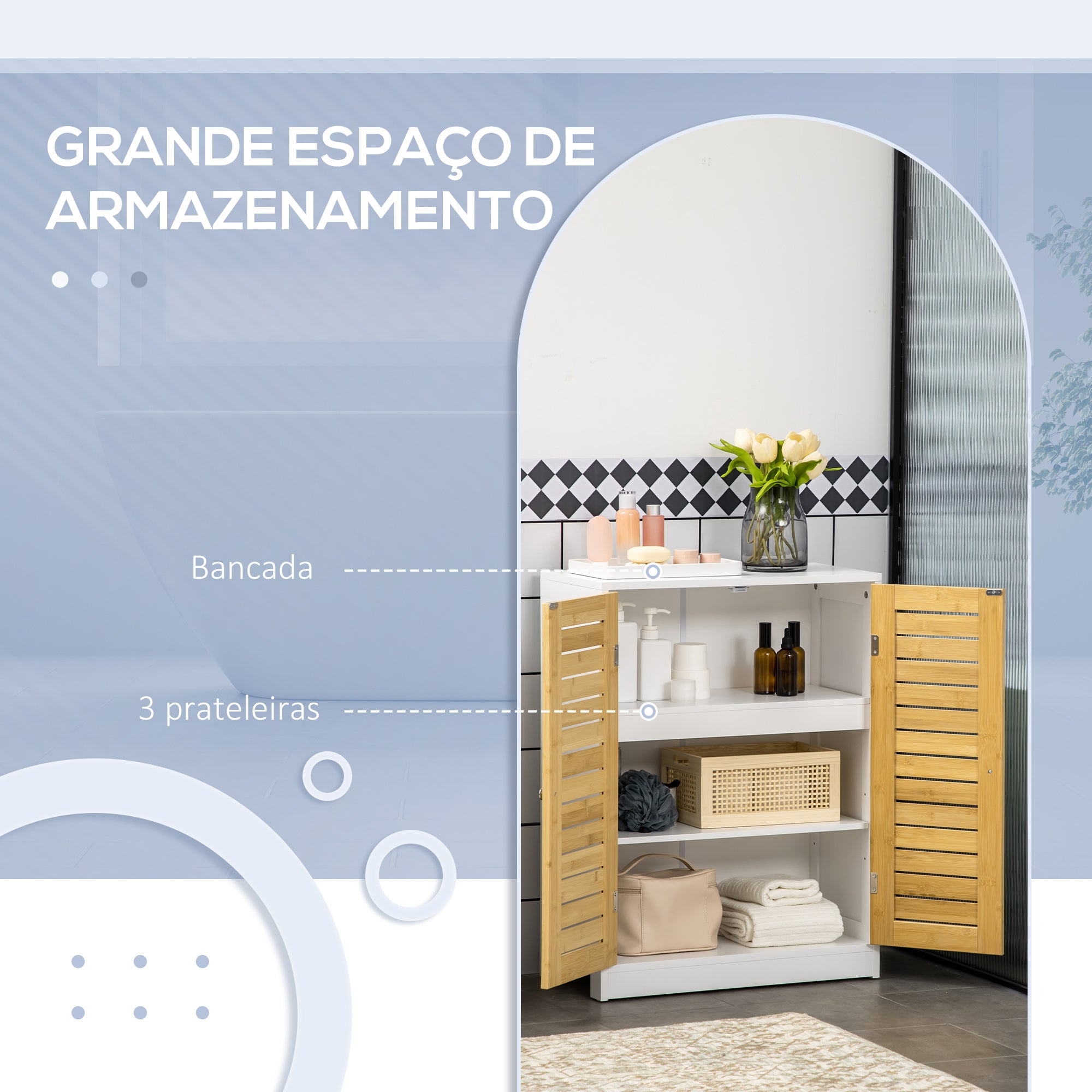 Armário Casa de Banho Móvel Auxiliar 60x30x80 cm Branco e Madeira
