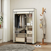 Roupeiro de Tecido Dobrável 103x43x162,5cm - Cor Creme Branco