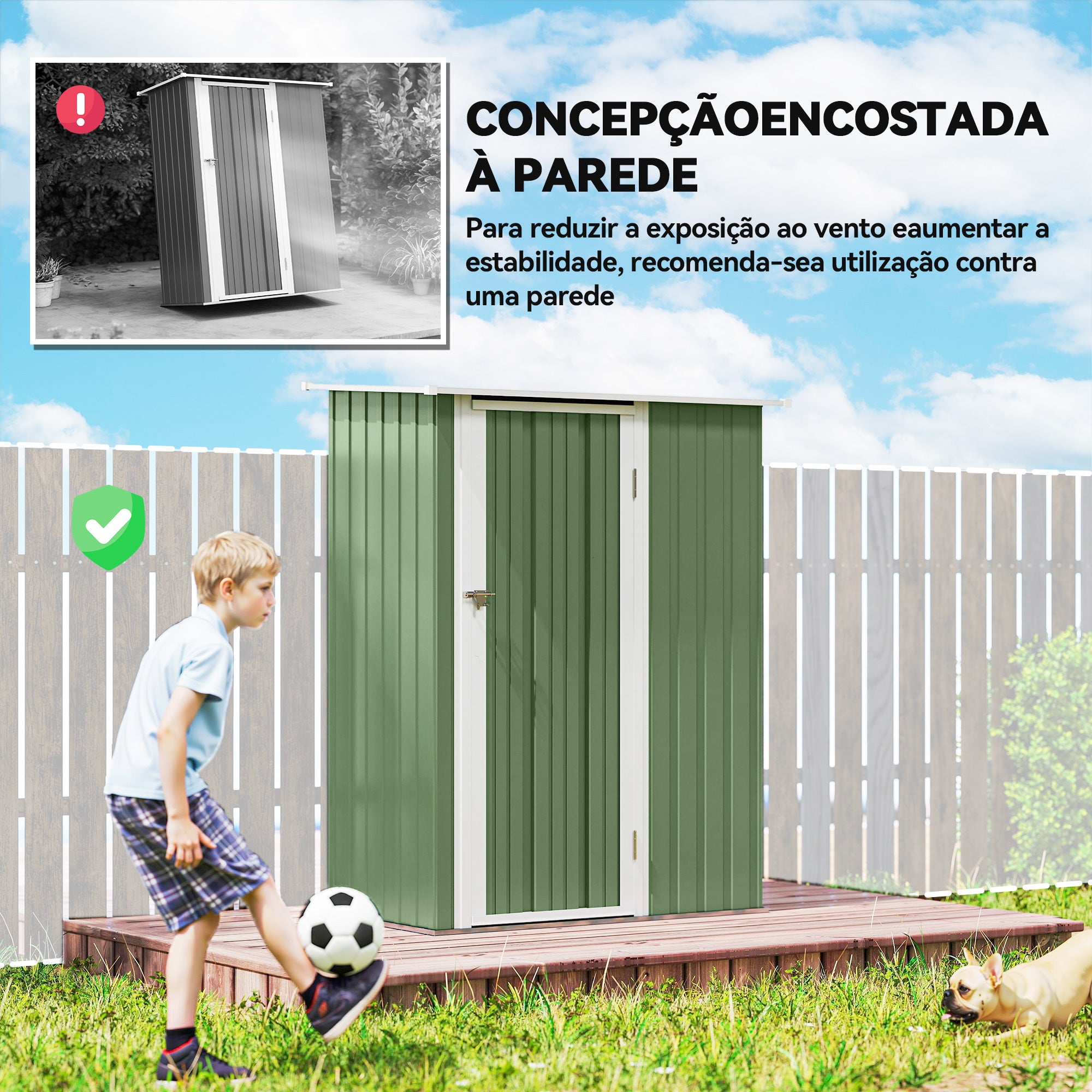 Abrigo de Armazenamento Verde Claro 142x84x189 cm - Estrutura Galvanizada