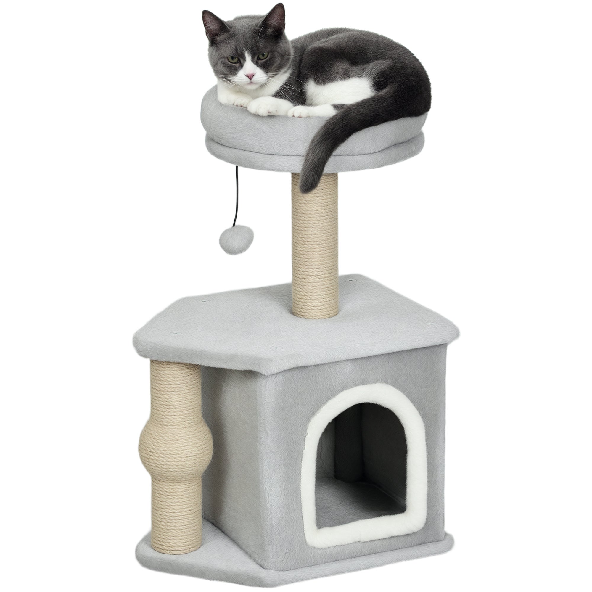 Arranhador para Gatos Altura 66 cm Cinza Escuro - 42x30x66 cm