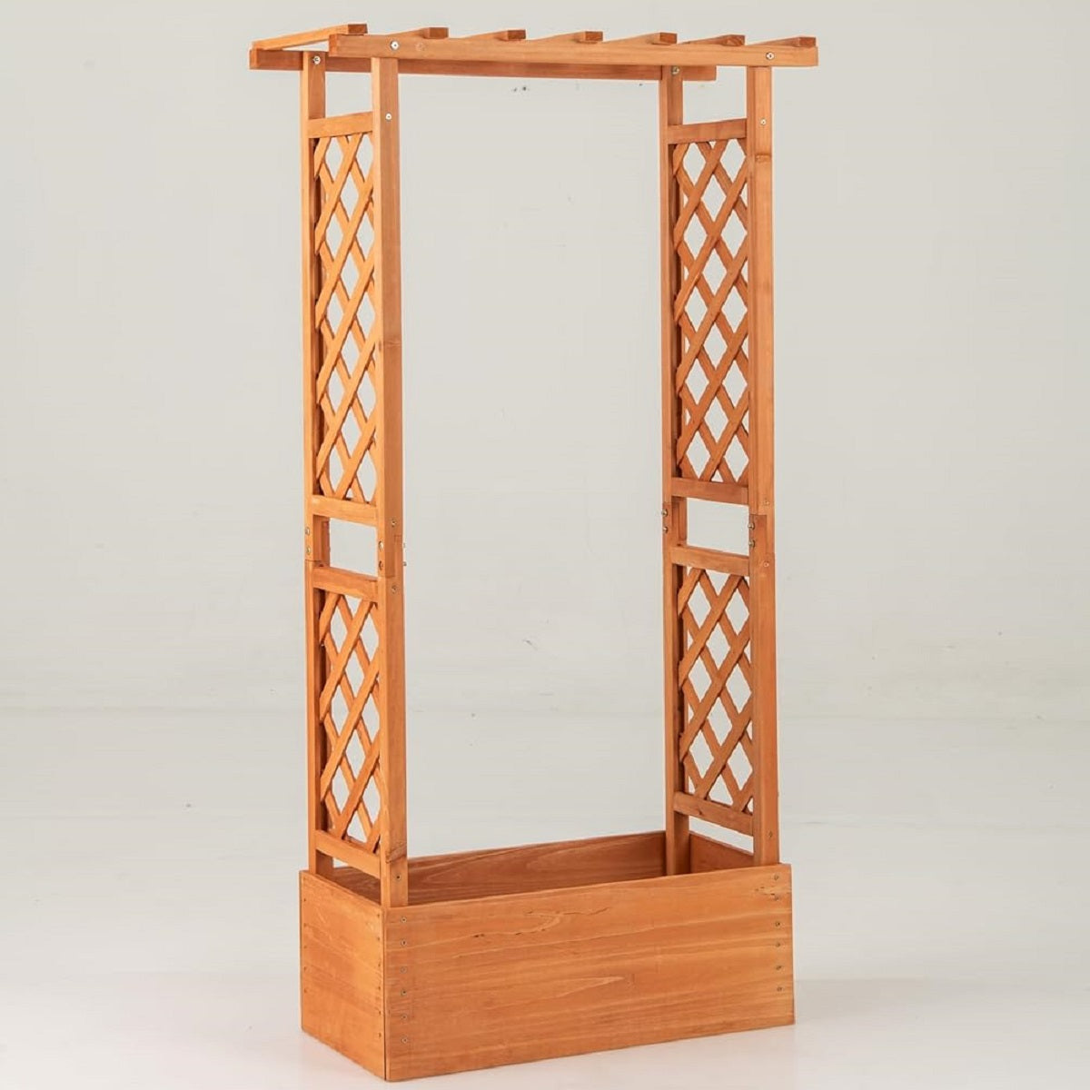 Cama de Jardim Elevada com Treliça Jardineira – Madeira