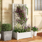 Jardineira com Treliça de 3 Alturas Rega Automática Indicador de Nível de Água Divisórias Removíveis 76 x 45 x 150 cm Branco