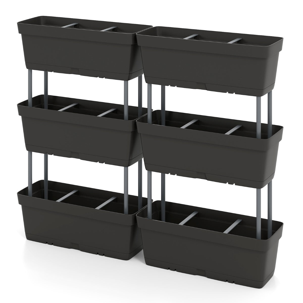 Conjunto de 6 Cajas de Jardinería Vertical em Preto para Plantas, Ervas e Flores