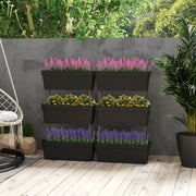 Conjunto de 6 Cajas de Jardinería Vertical em Preto para Plantas, Ervas e Flores