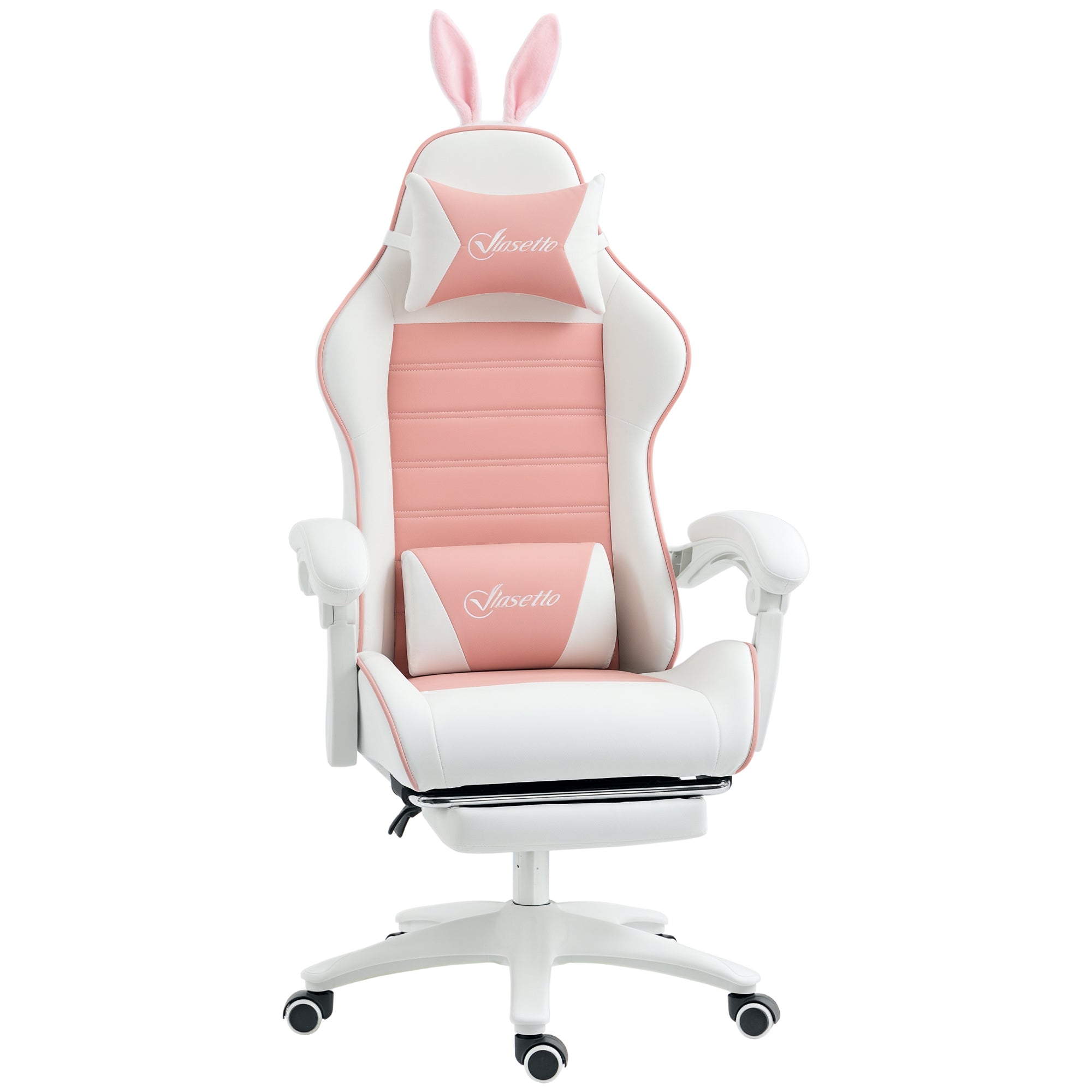 Cadeira Gaming Profissional Rosa e Branco 65x63x136-142 cm