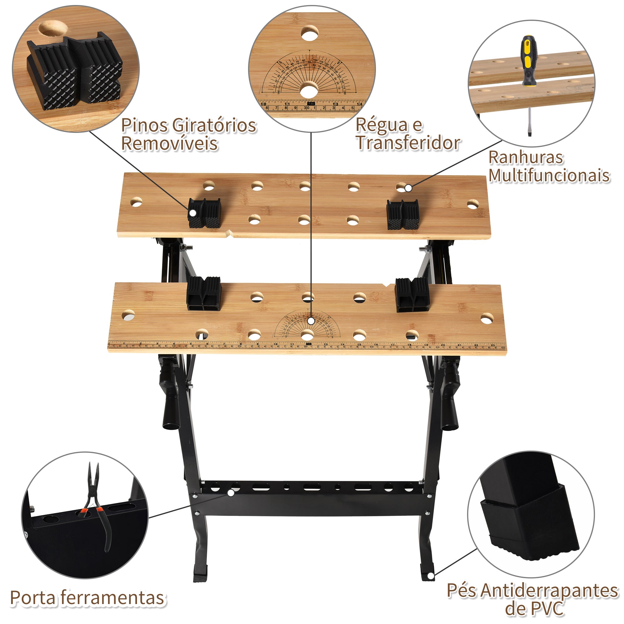 Bancada de Trabalho Dobrável 63,5x60,5x78cm Preto