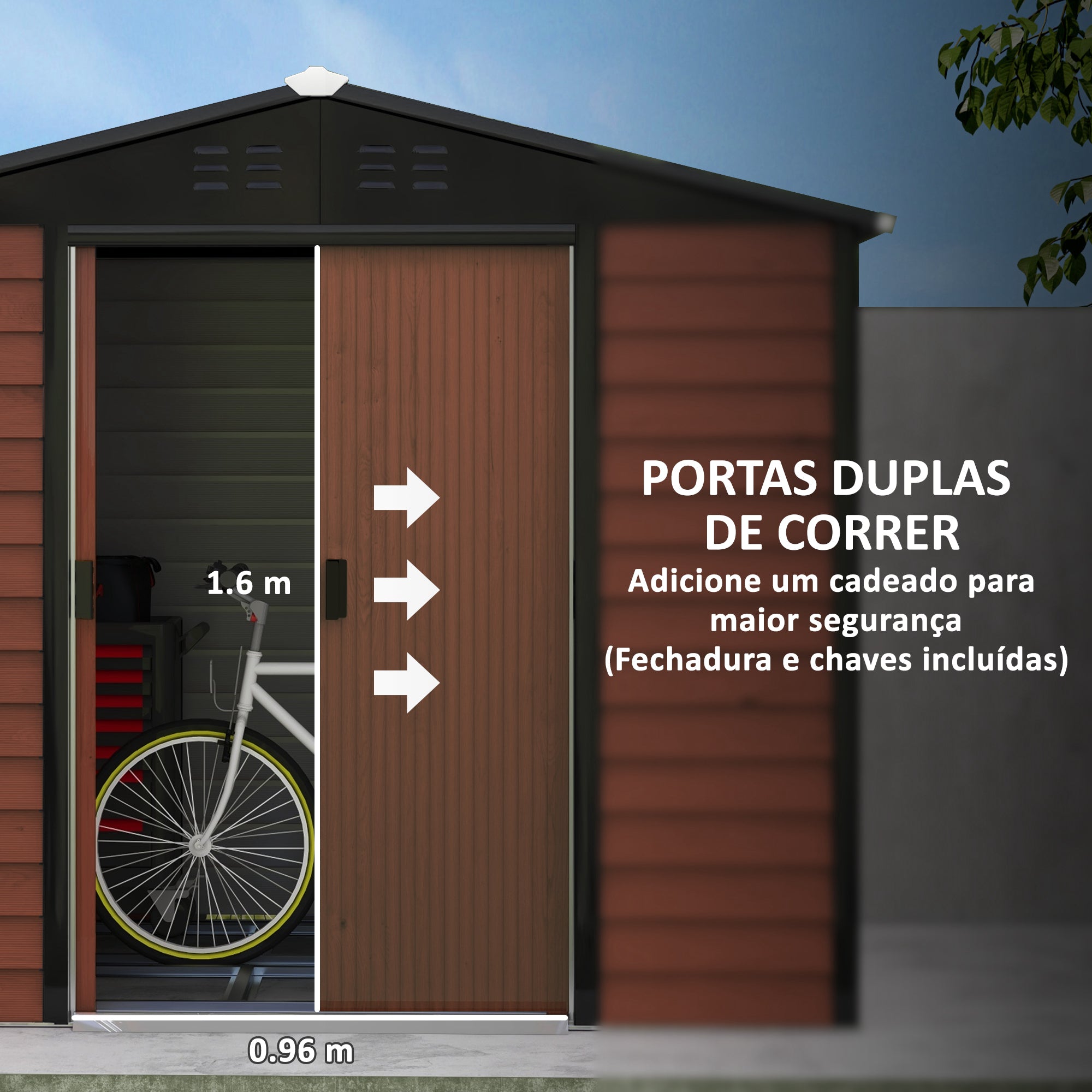 Abrigo de Jardim Exterior 240x206x198 cm - Cor Teca