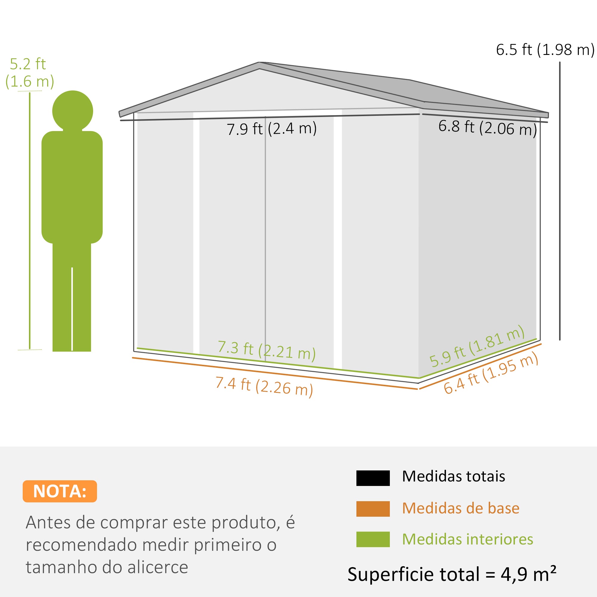 Abrigo de Jardim Exterior 240x206x198 cm - Cor Teca