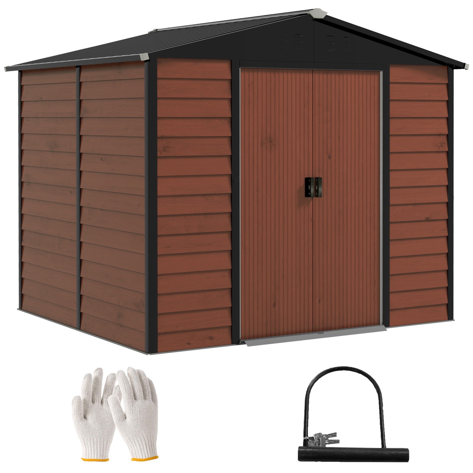 Abrigo de Jardim Exterior 240x206x198 cm - Cor Teca