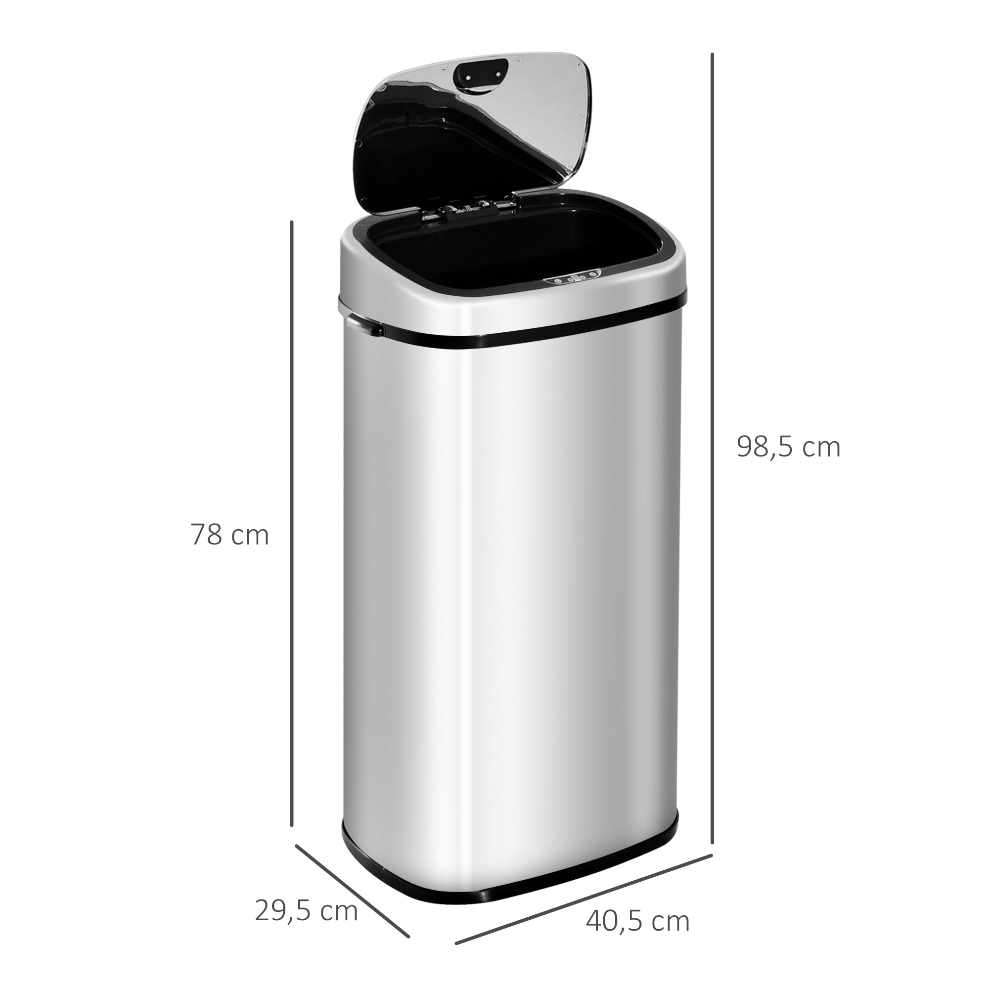 Balde de Lixo Inteligente – 68L – Prata – Aço Inoxidável