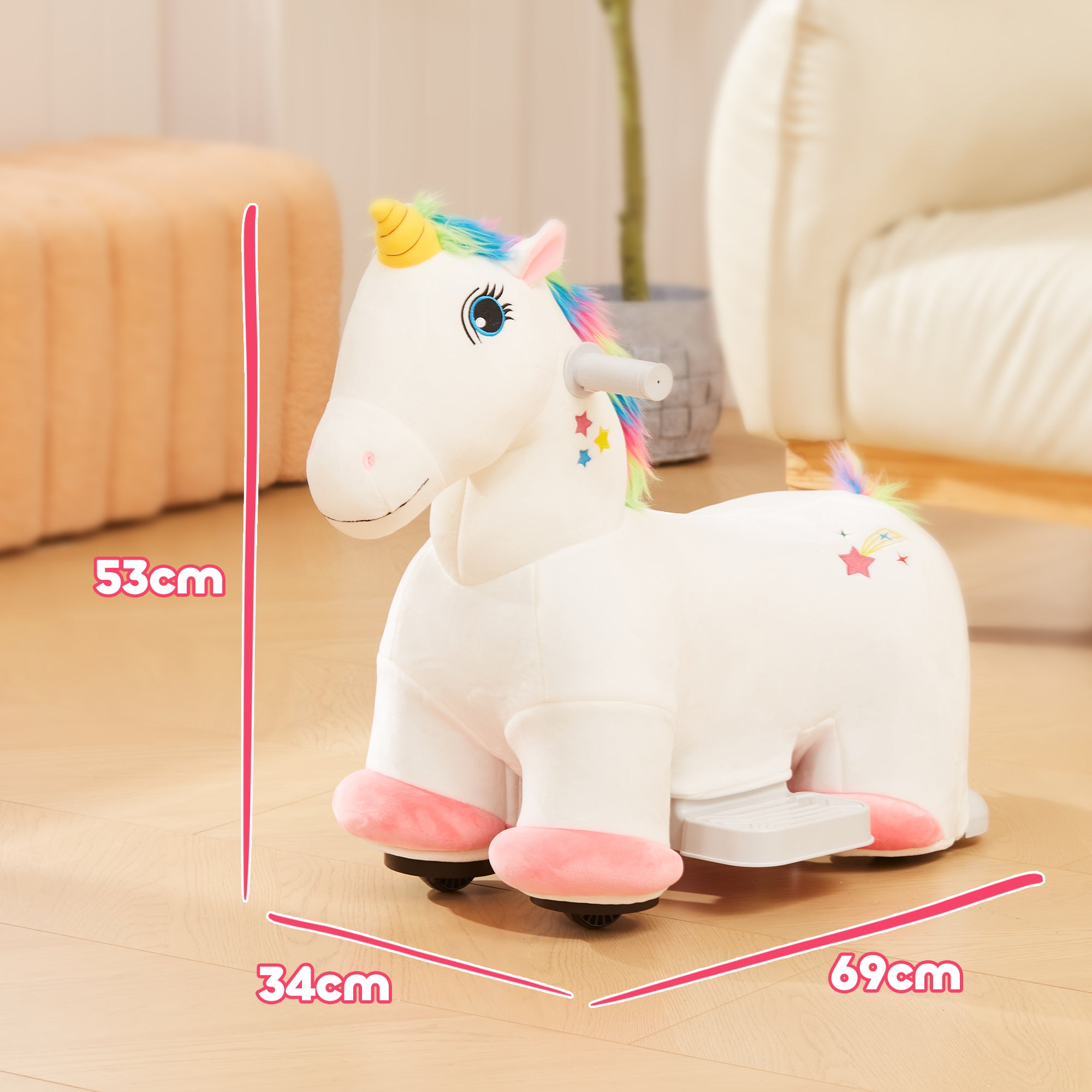 Unicórnio Infantil Elétrico 69x34x53 cm Multicor
