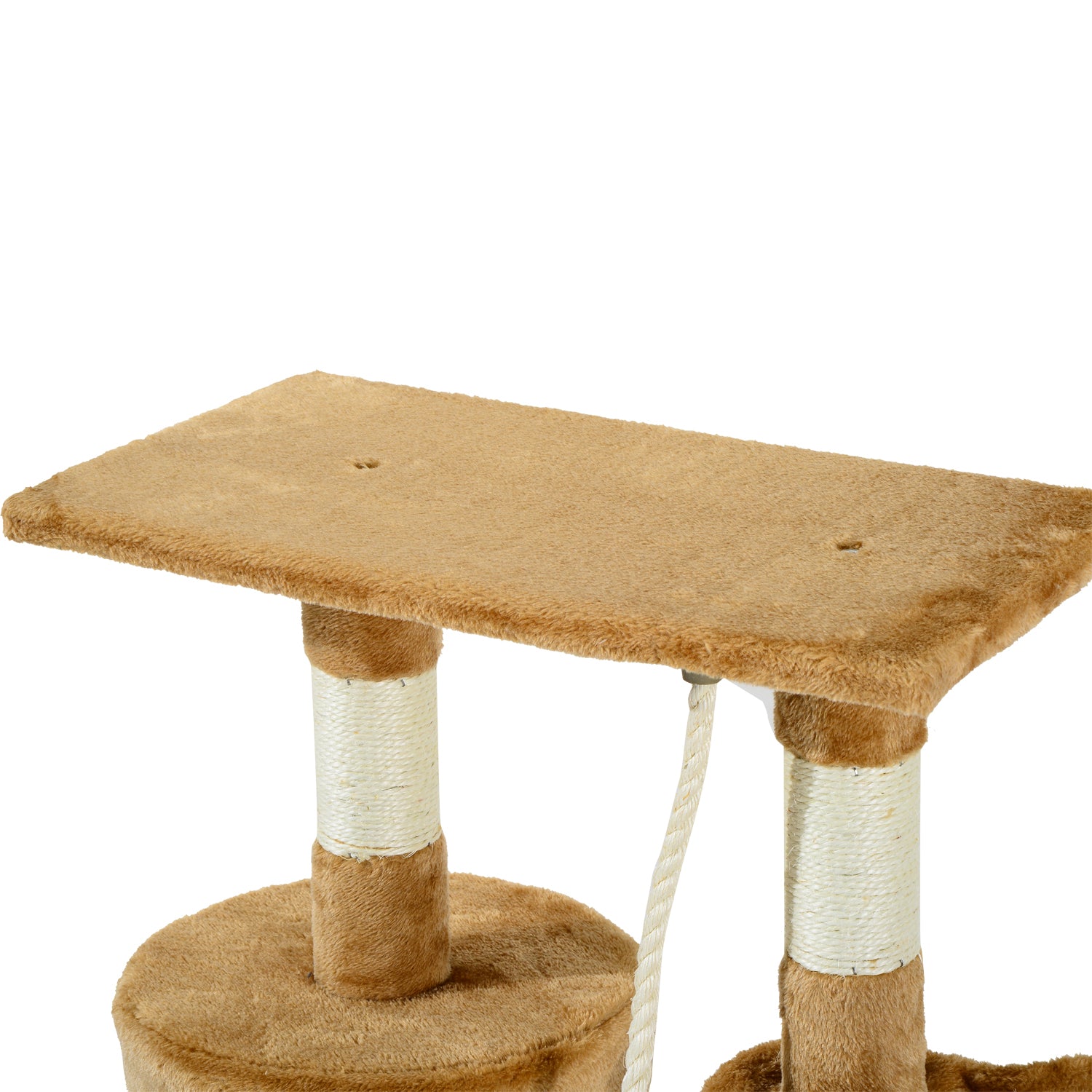 Arranhador para Gatos com Corda de Brincar e Placa de Madeira - Marrom 30x55x96cm