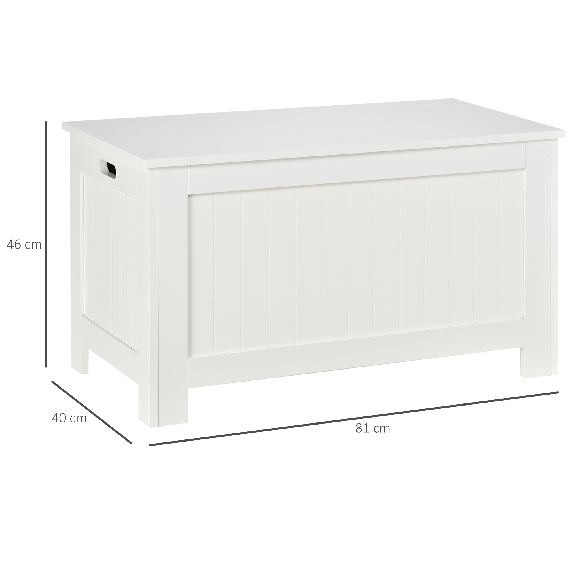 Baú de Armazenamento em Madeira Branco 81x40x46 cm