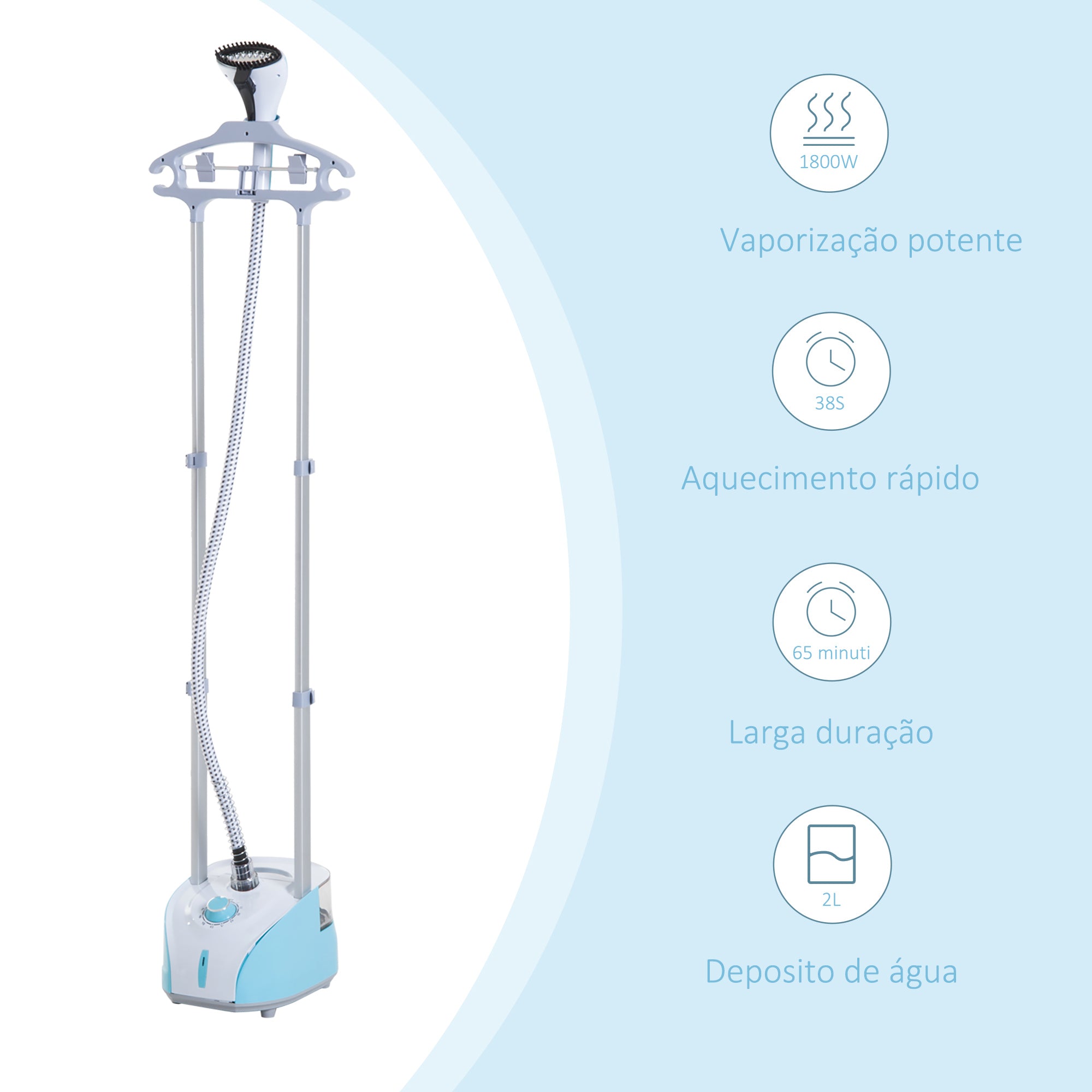 Ferro de Engomar Vertical Azul Claro 24x35x47,5-122,5 cm