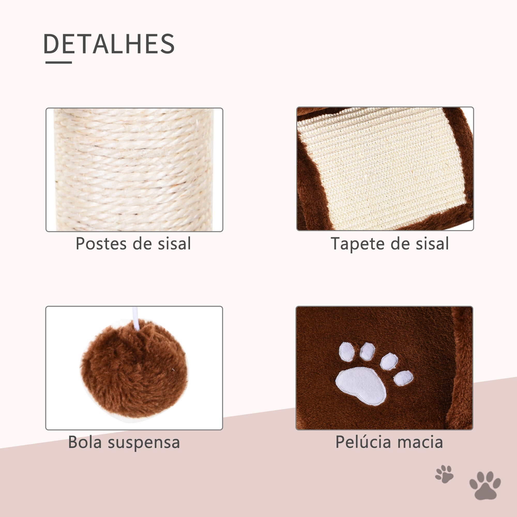Arranhador para Gatos Pequeno 40x30x43 cm - Cor Marrom
