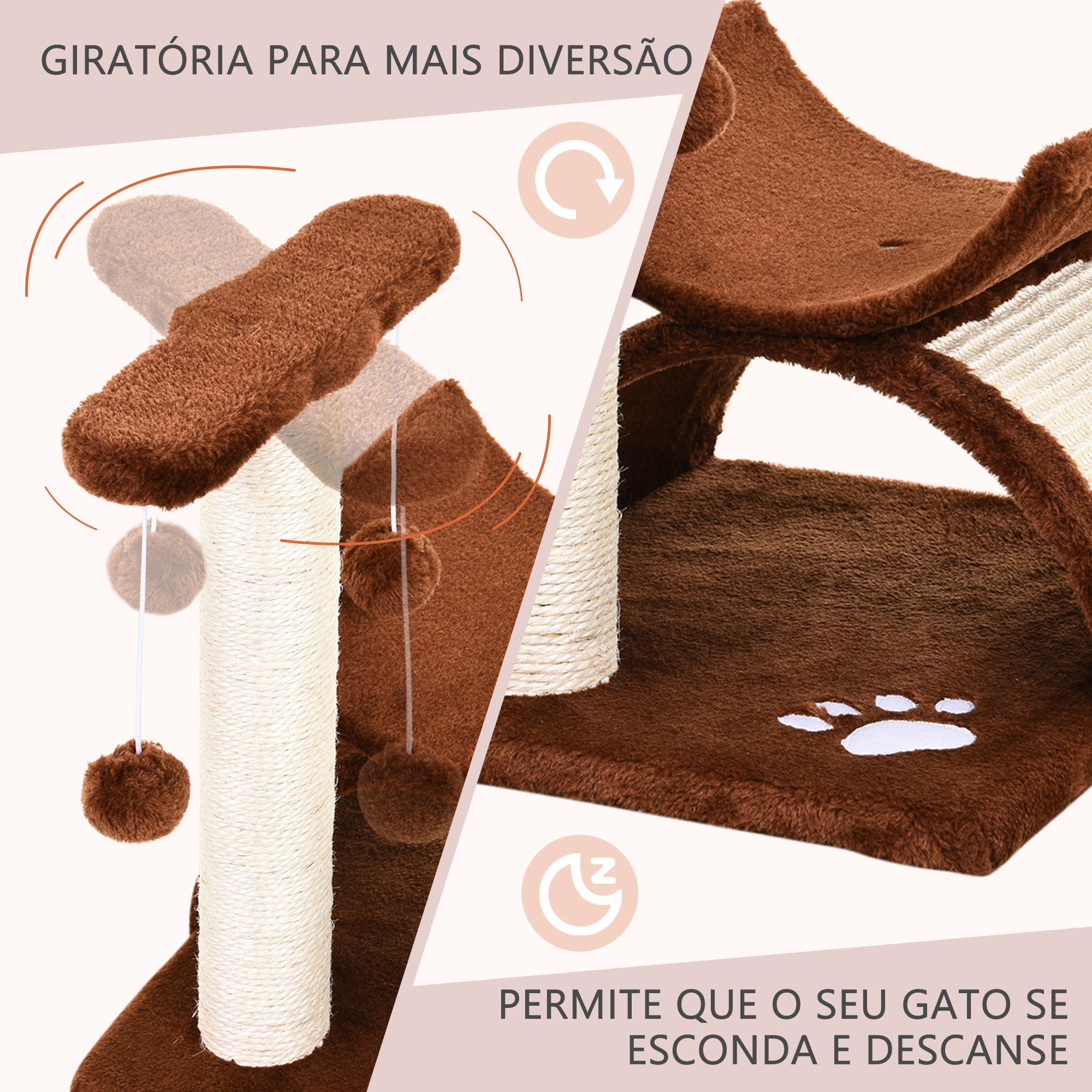 Arranhador para Gatos Pequeno 40x30x43 cm - Cor Marrom