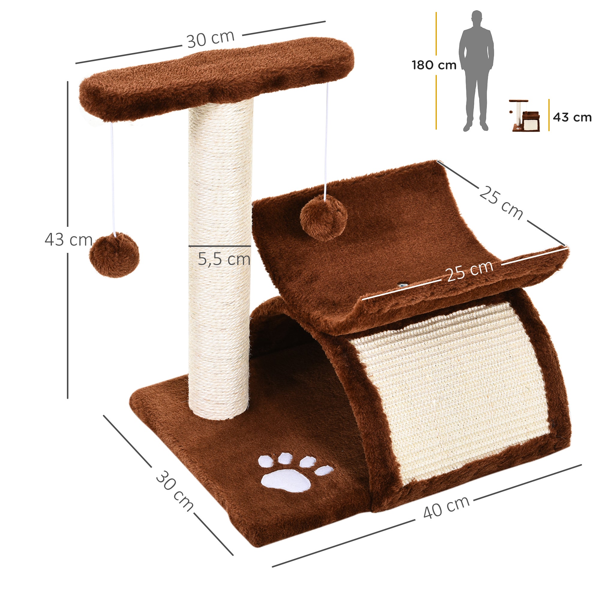 Arranhador para Gatos Pequeno 40x30x43 cm - Cor Marrom