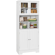Armário Alto de Cozinha com 2 Portas de Vidro 60x30x145,5 cm - Branco