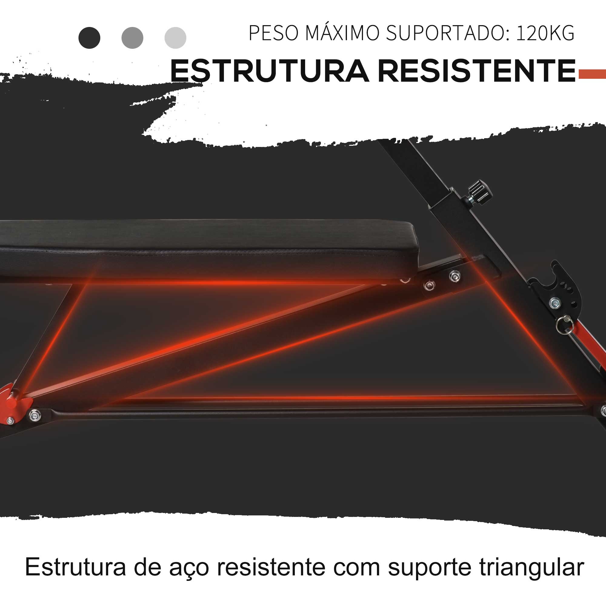 Banco de Halteres Inclinável 64x146x73.5-85cm - Negro y Rojo