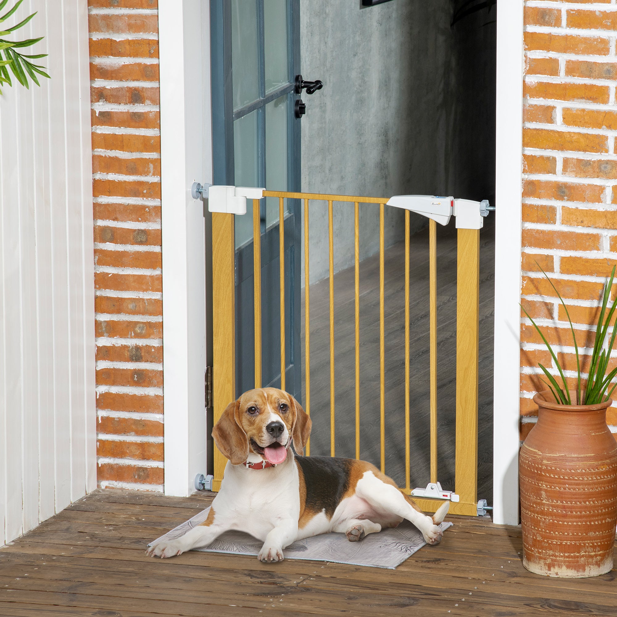 Barreira de Segurança para Cães 103x77 cm - Madeira e Branco