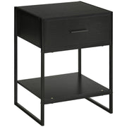 Mesa de Cabeceira com Gaveta e Prateleira de Armazenamento 45x40x60cm Preto