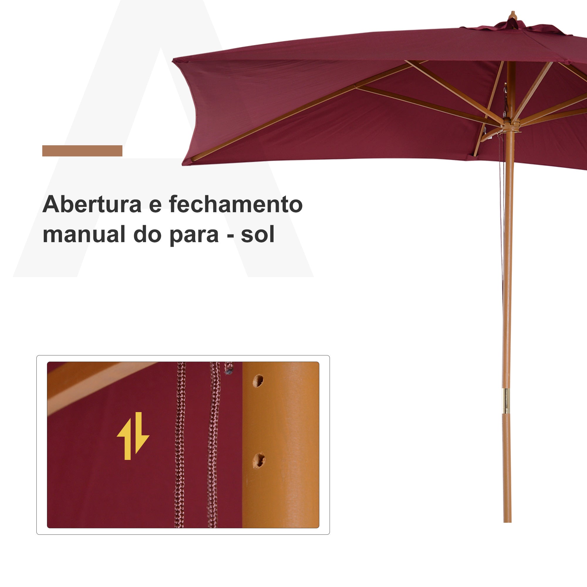 Chapéu de Sol de Jardim Vermelho Vinho 295x200x255cm