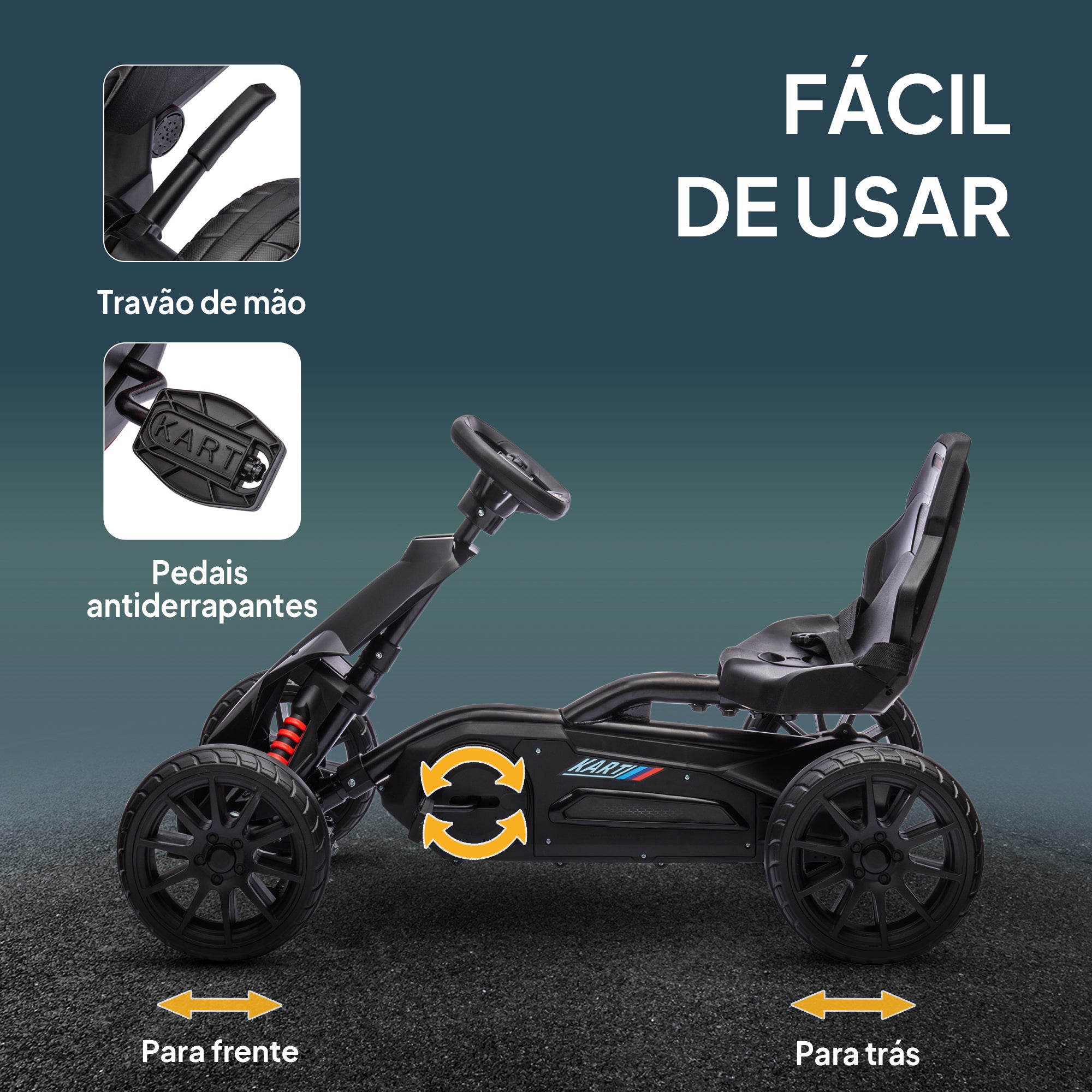 Kart a Pedais Infantil - Preto 100x58x58,5 cm