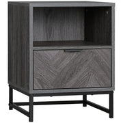 Mesa de Cabeceira Estilo Industrial 40x40x52cm Cinza Escuro e Preto