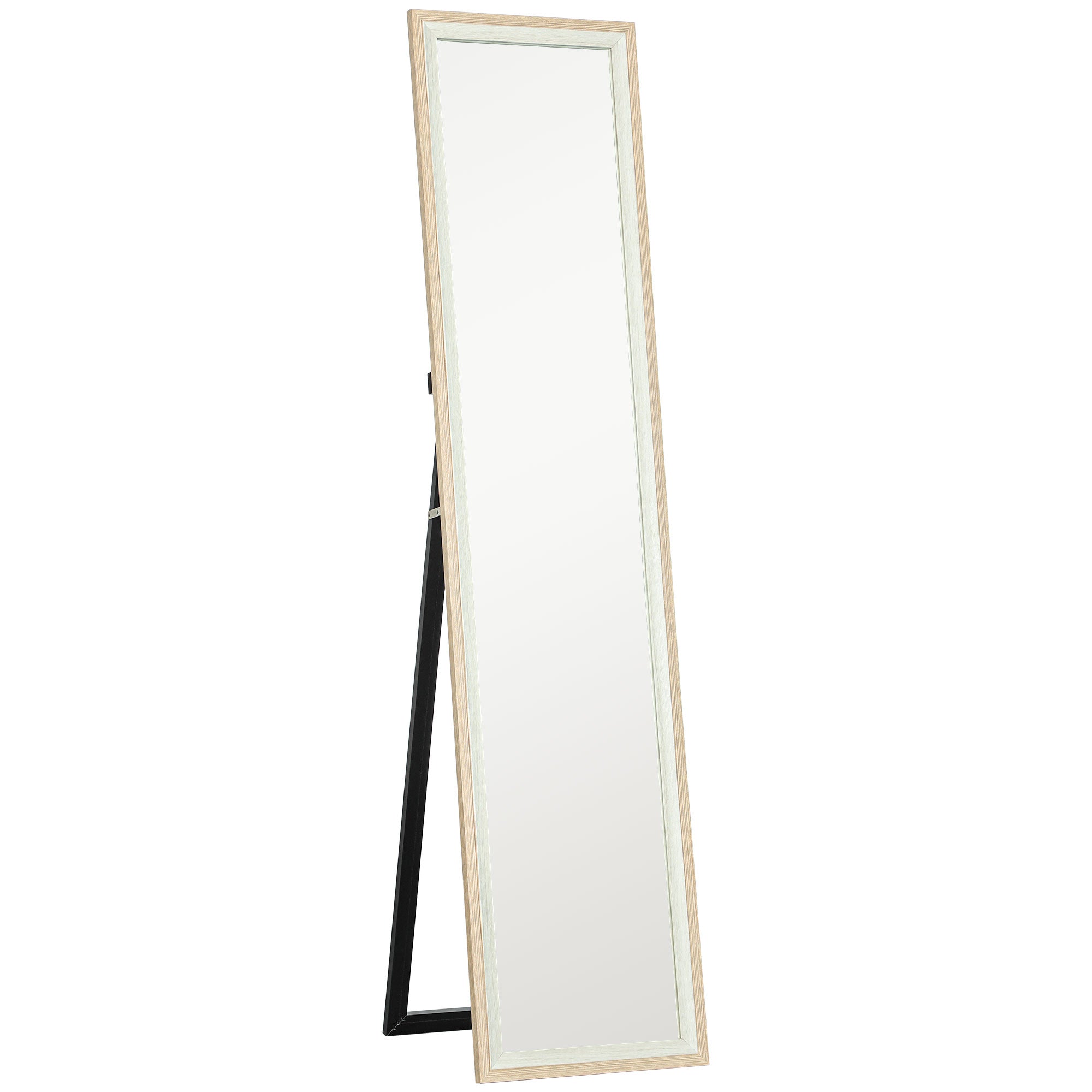 Espelho de Pé 37x157 cm Madeira Clara e Branco