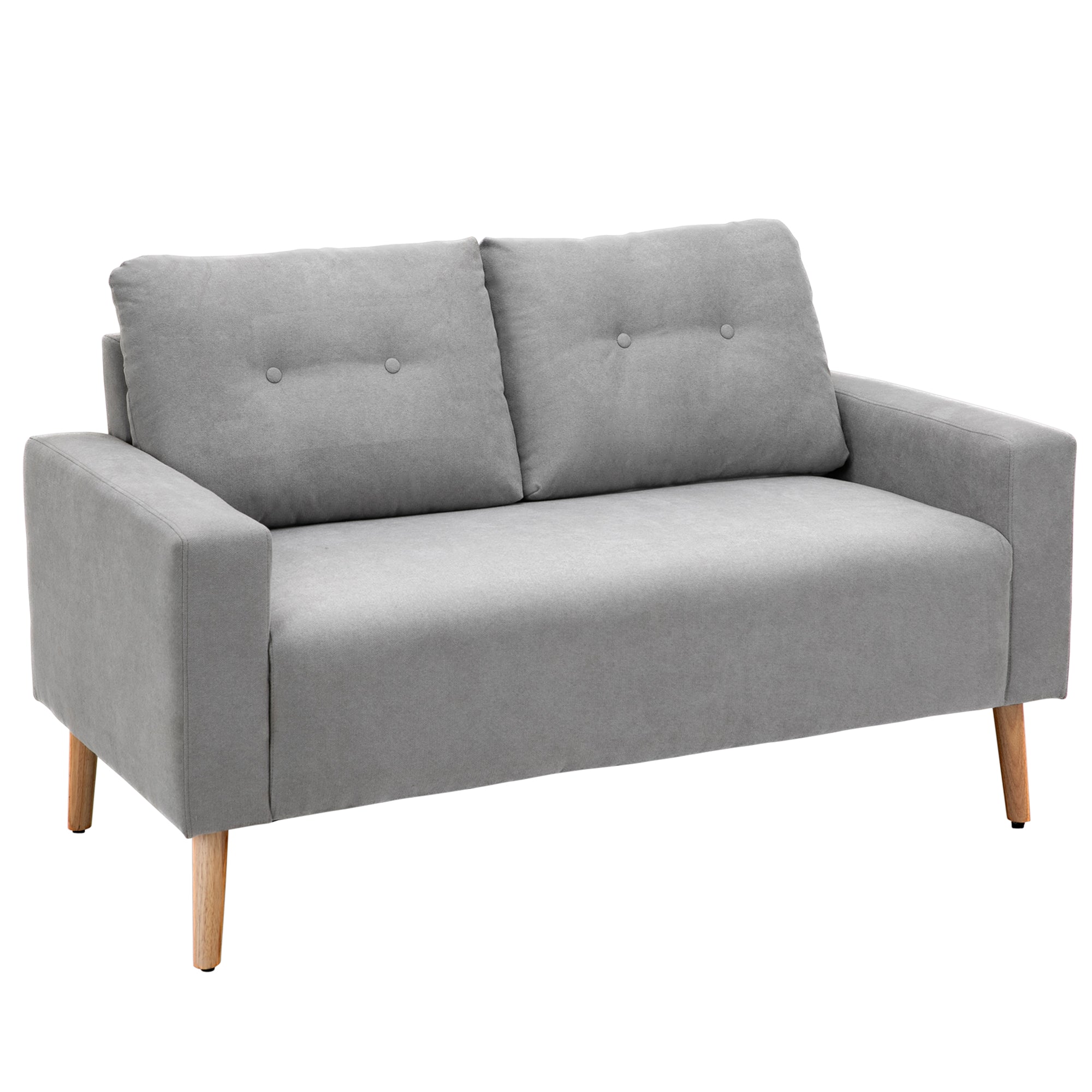 Sofá 2 Lugares Cinza 145x76x88 cm - Estofado em Poliéster com 2 Almofadas